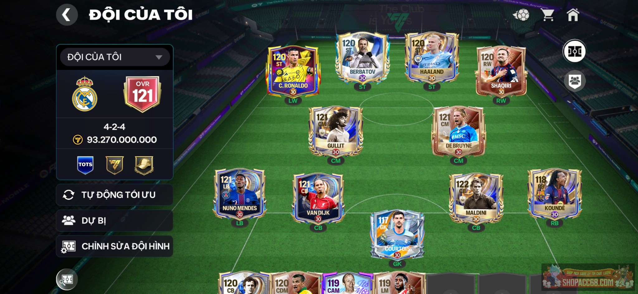 ronaldo, gulit, de bruyne, maldini, van dịk, nuno mendes,...dư 1 tỷ 3 coin