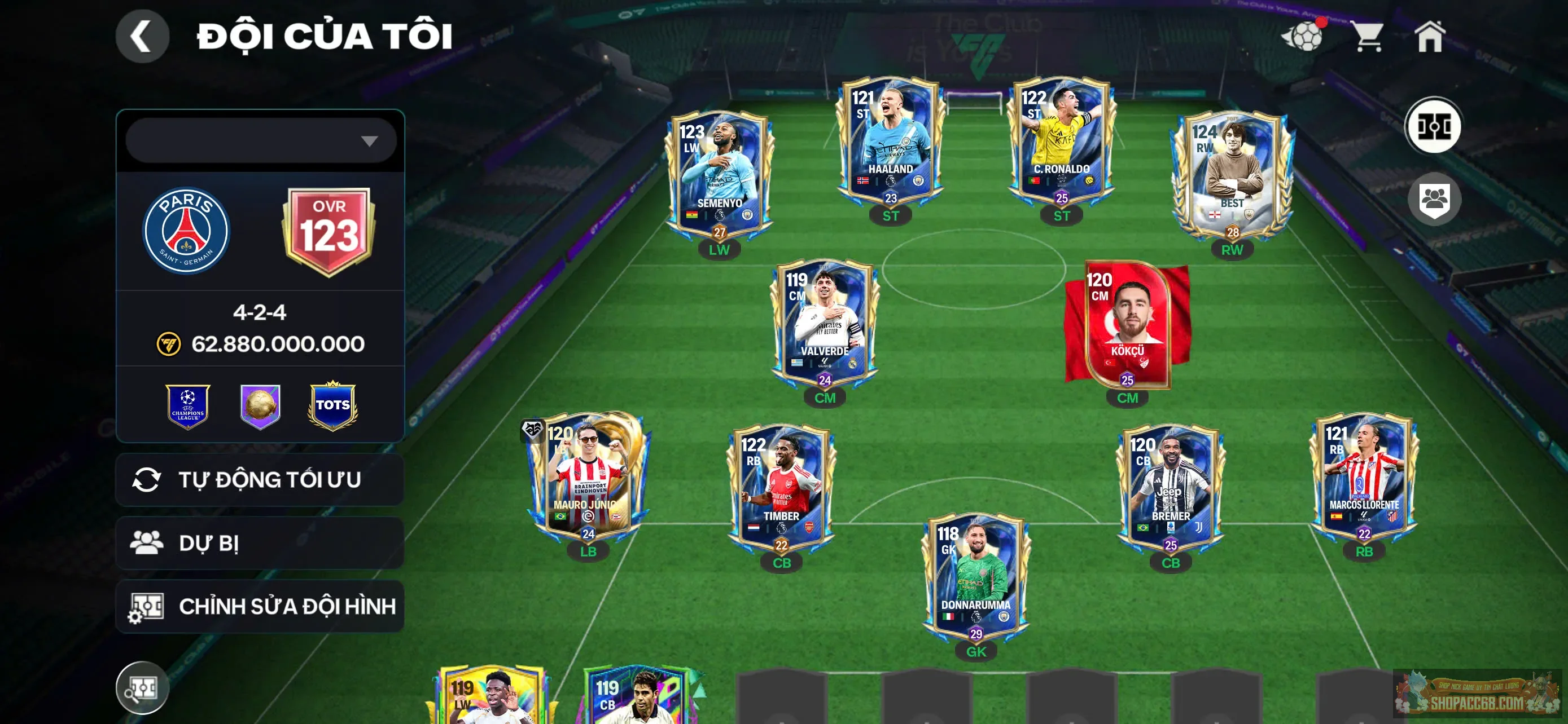 Acc ngon có Rô TOTS + Best và nhiều cầu thủ khác, rank chưa cày