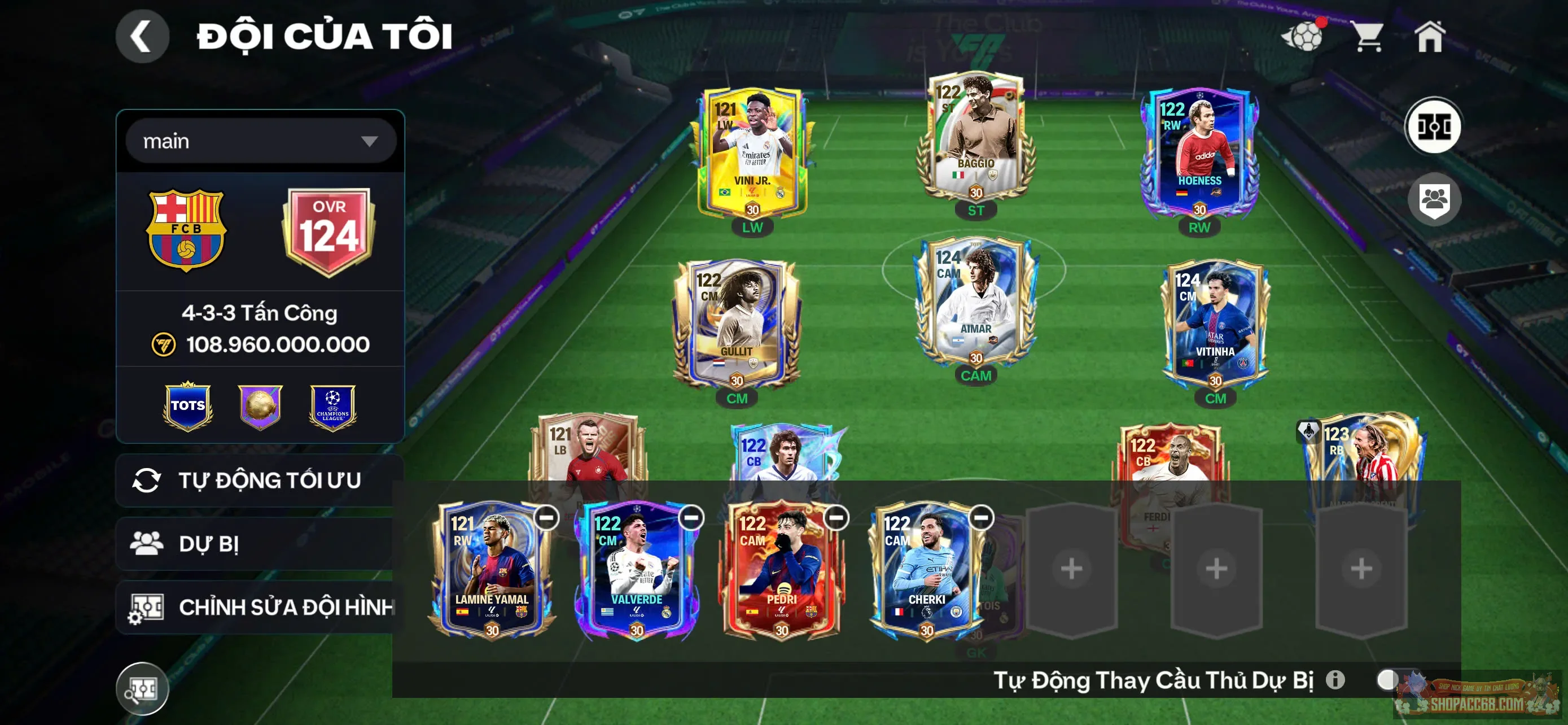 Acc ngon Ovr cao 124, nhiều cầu thủ hot meta