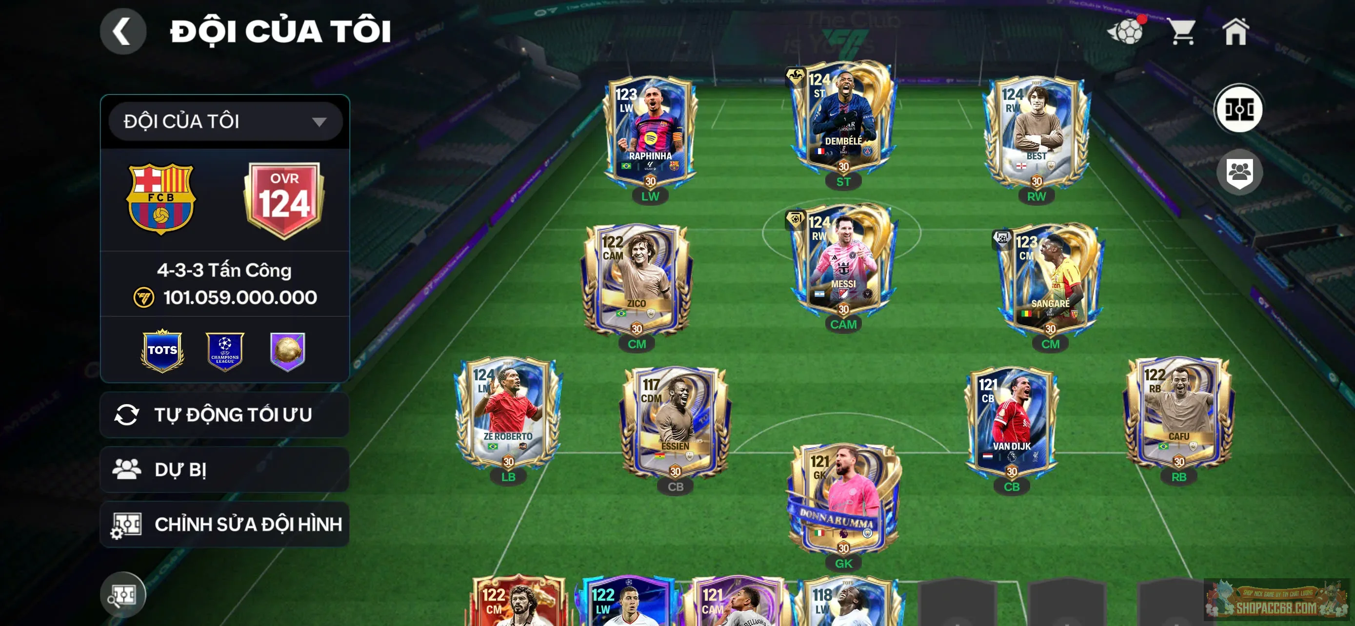 Siêu phẩm Ovr 124, Best + dembele và messi siêu ngon