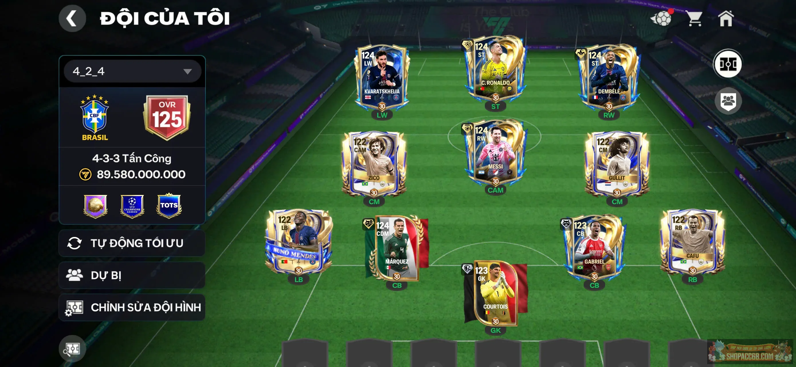 Siêu phẩm Ovr 125 cực ngon, dàn cầu thủ top meta, dư 1 tỷ 8 coin,...