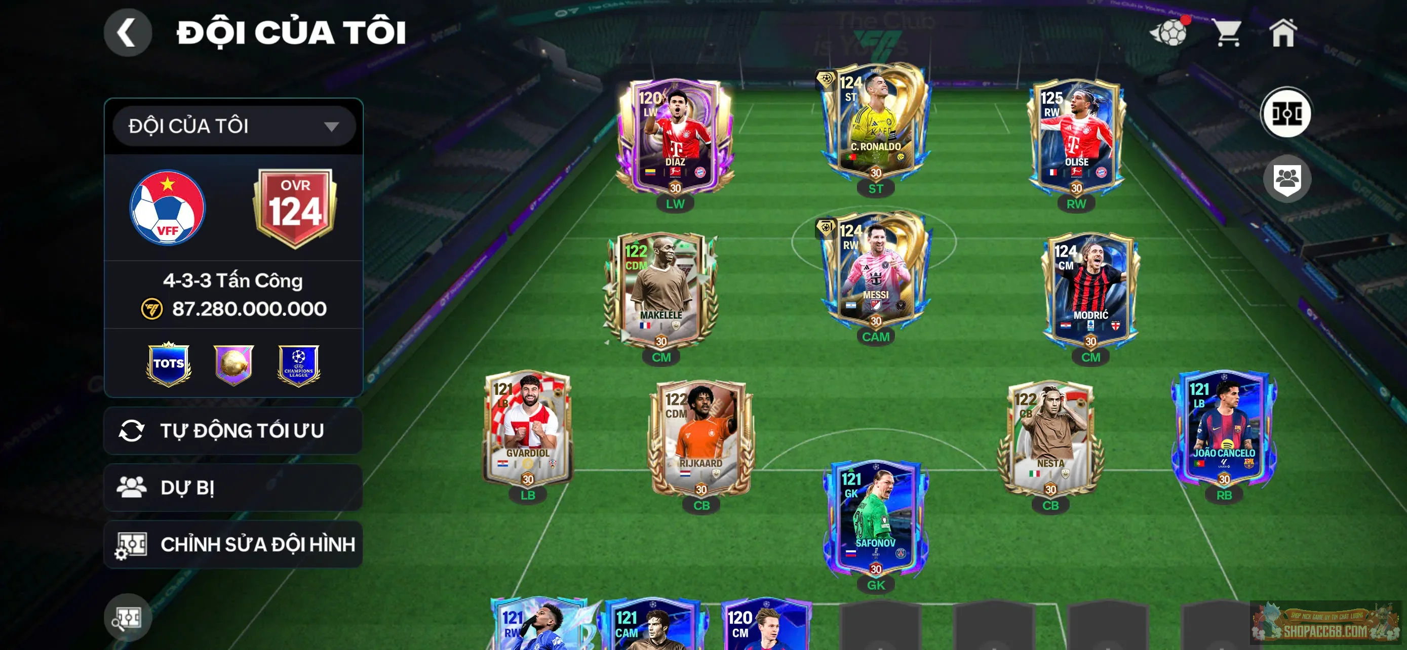 Siêu phẩm Ovr 124 Rô + Messi Utots và Olise cực ngon, hàng hiếm, dư 127 hhtd