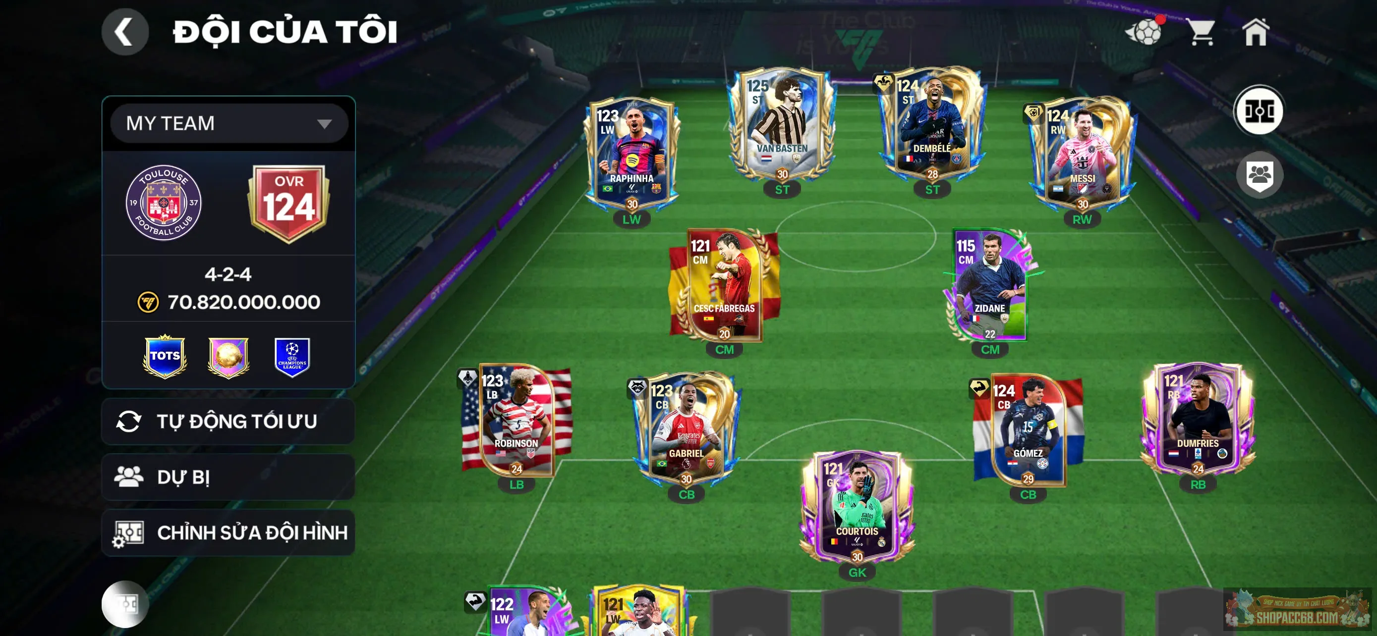 Siêu phẩm Ovr 124, hàng công khủng Van + Dembele + Messi ,...