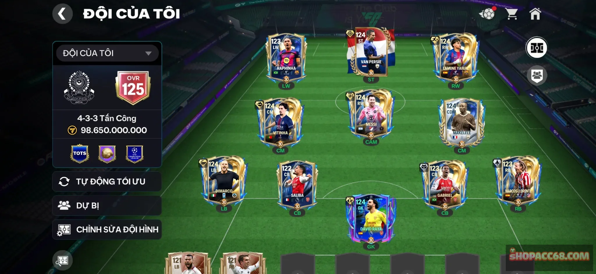 #1006
Acc Ovr 125 rất nhiều cầu thủ Utots