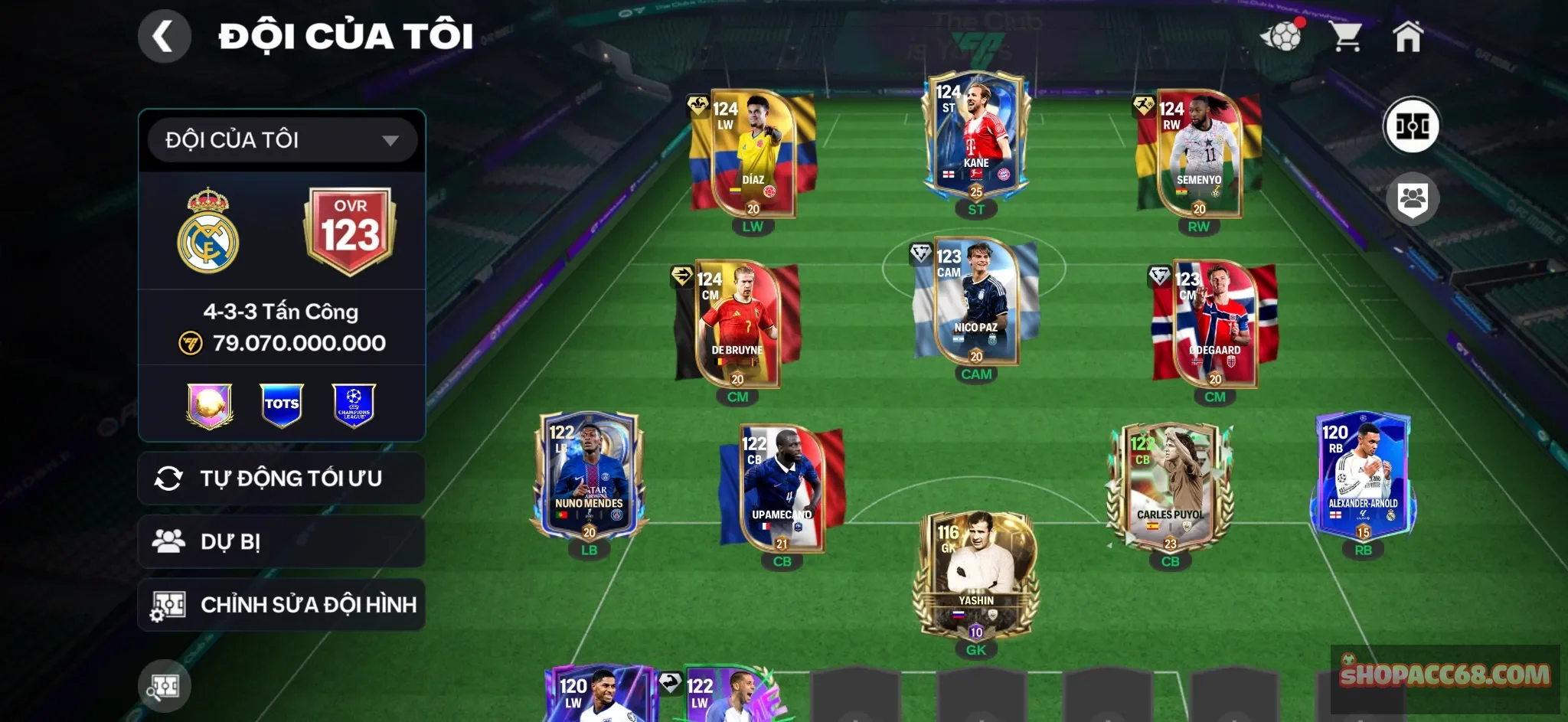 OVR 123,..Kane + Semenyo + Diaz + De bruyne + nhiều cầu thủ ngon cho ae đá…