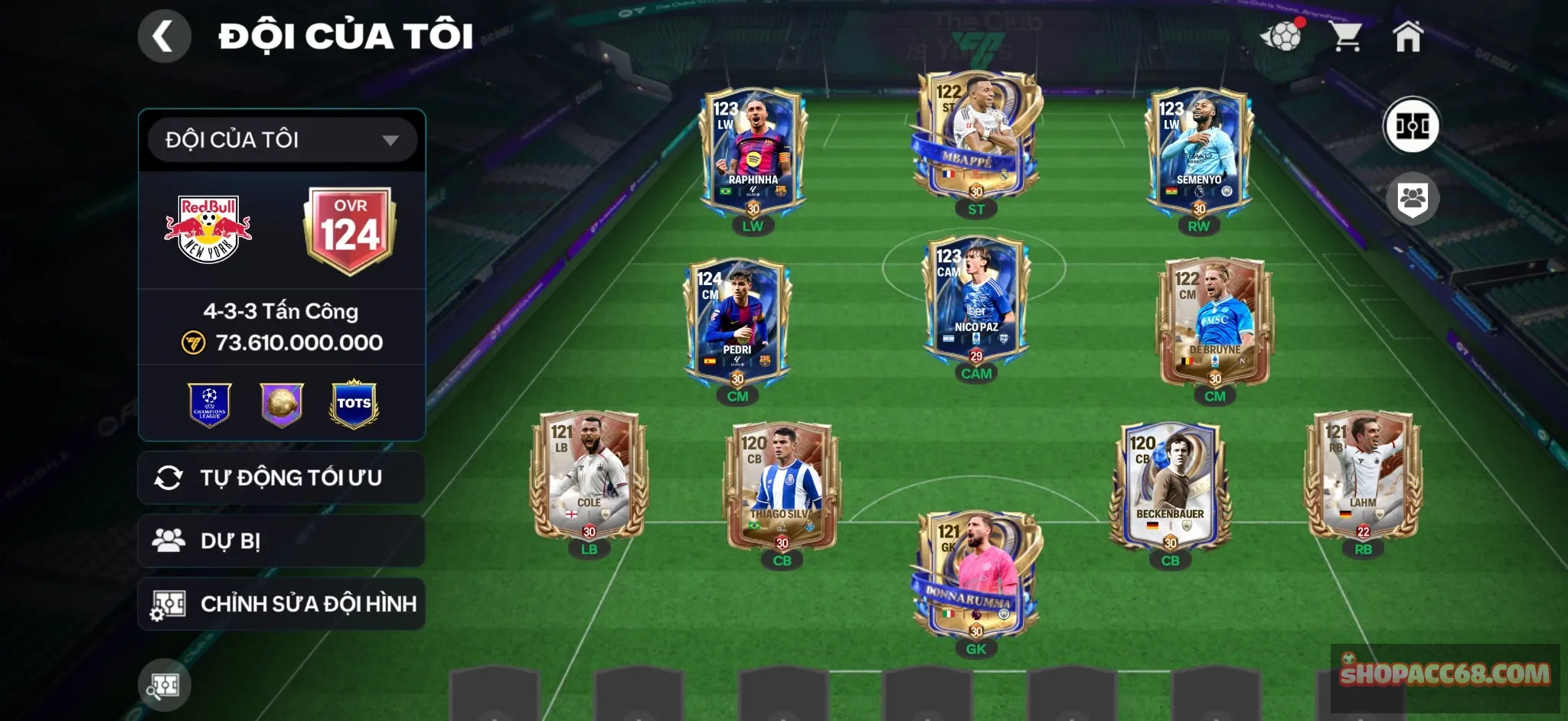 OVR 124,..Mp3 + Raphinha + Semenyo + pedri + Bruyne + nicopaz + nhiều cầu thủ ngon.