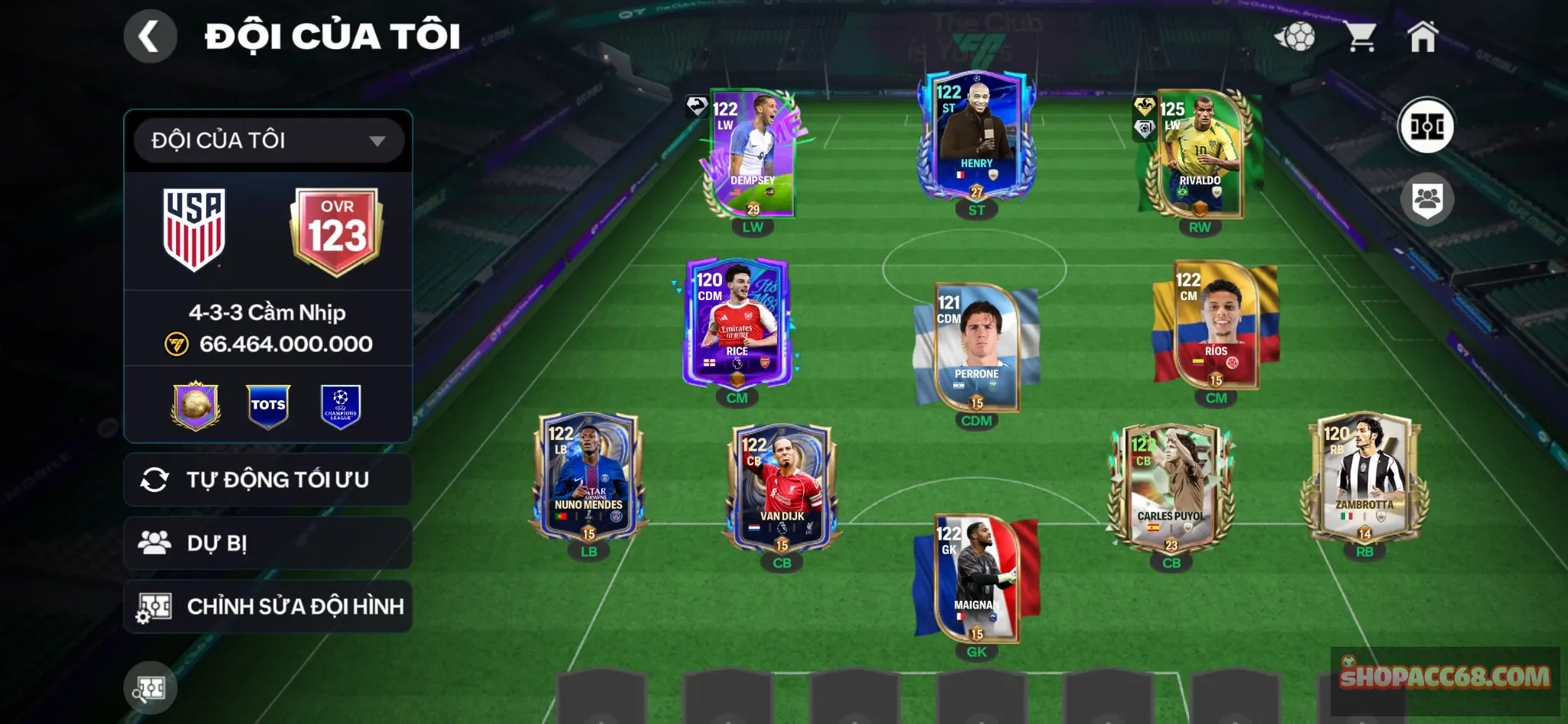 OVR 123 riva120+rank chưa cày