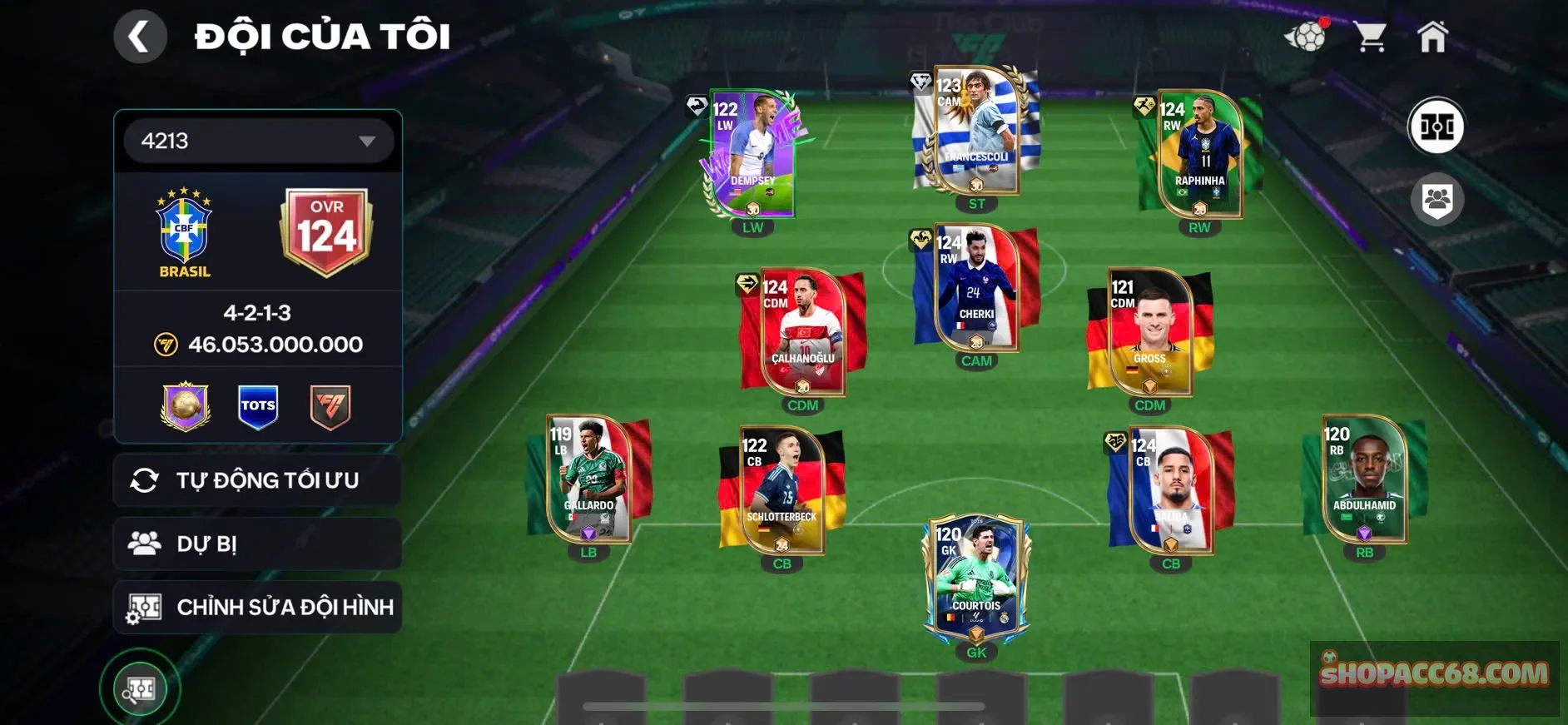 OVR 124, Raphinha + Callhanoglu + Cherki + Saliba + Francescoli + Dempsey + Schlotterbeck.