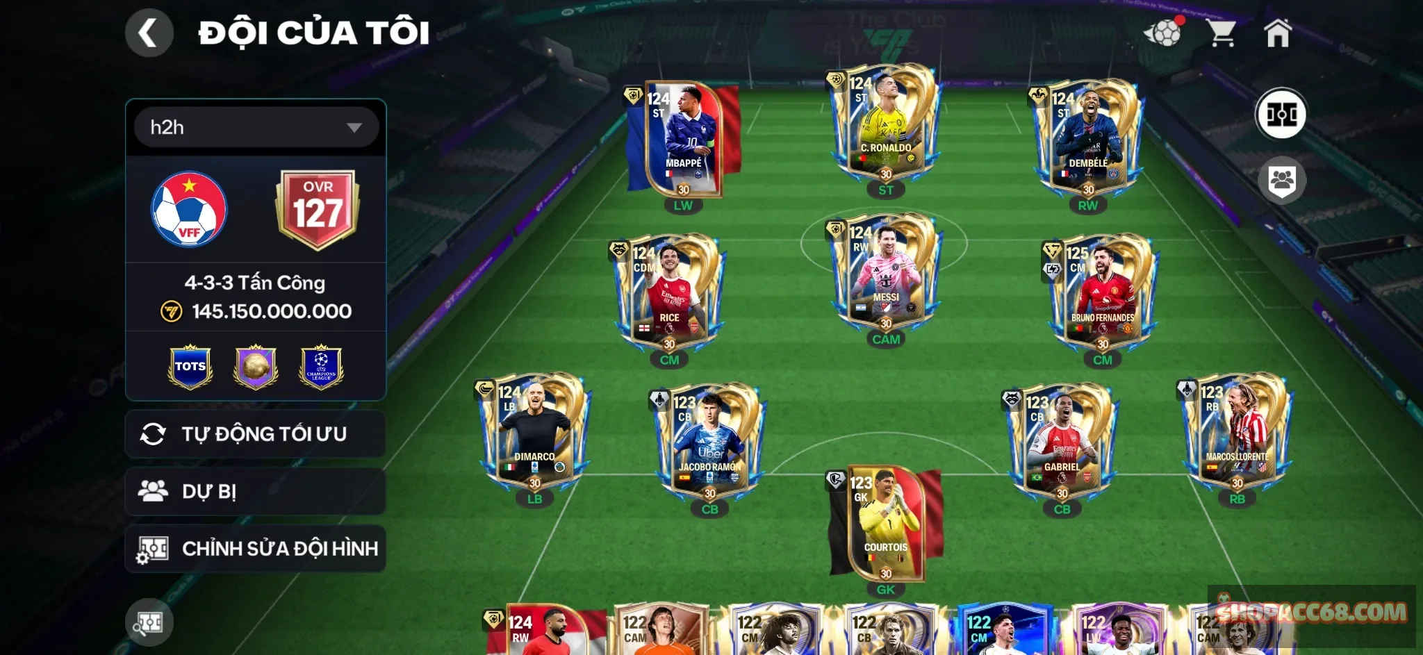#1023
Acc Ovr Cao 127
Đi kèm nhiều tài nguyên 9xx hhtd +15k hhth cực ngon