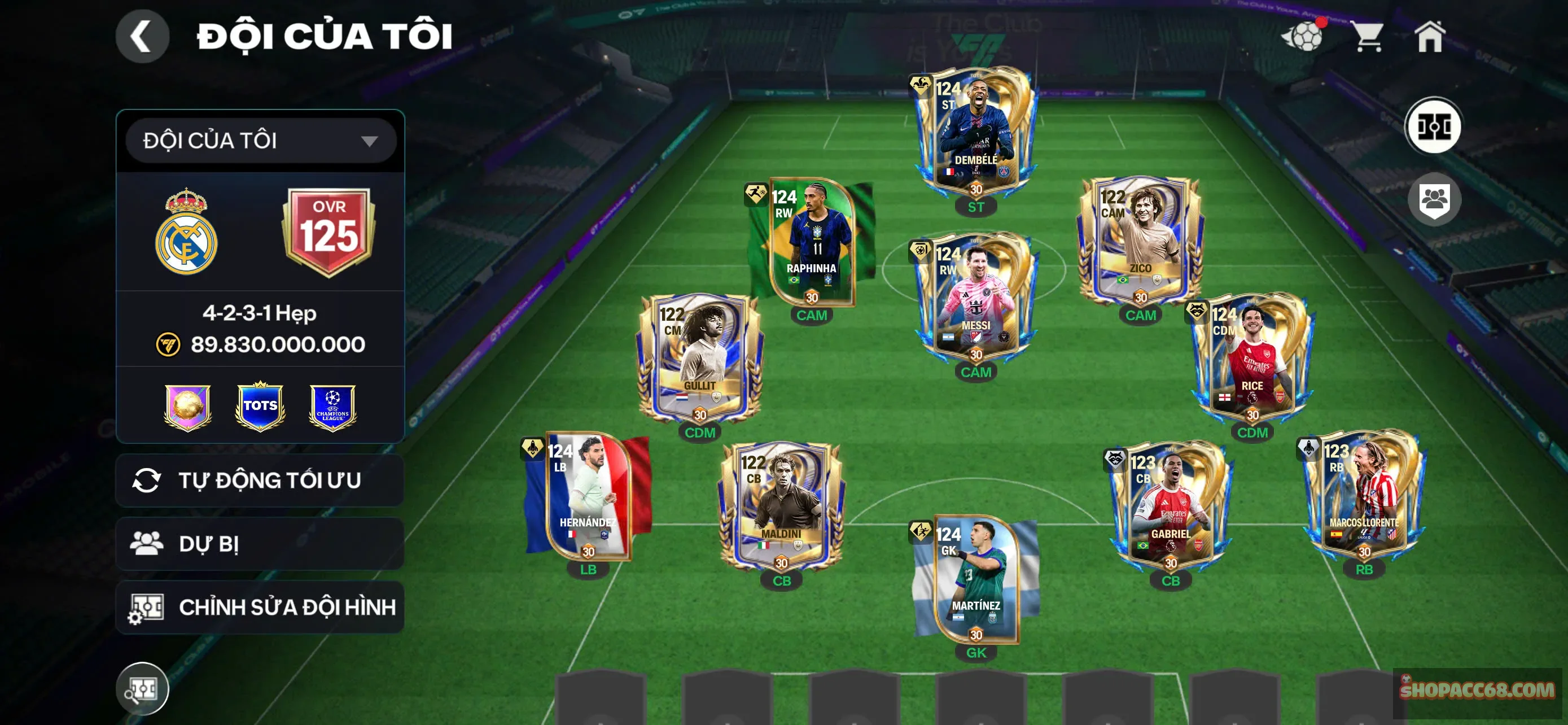 Hàng ngon Ovr 125 có Messi + Dembele Utots cực ngon, dư nhiều cầu thủ,...