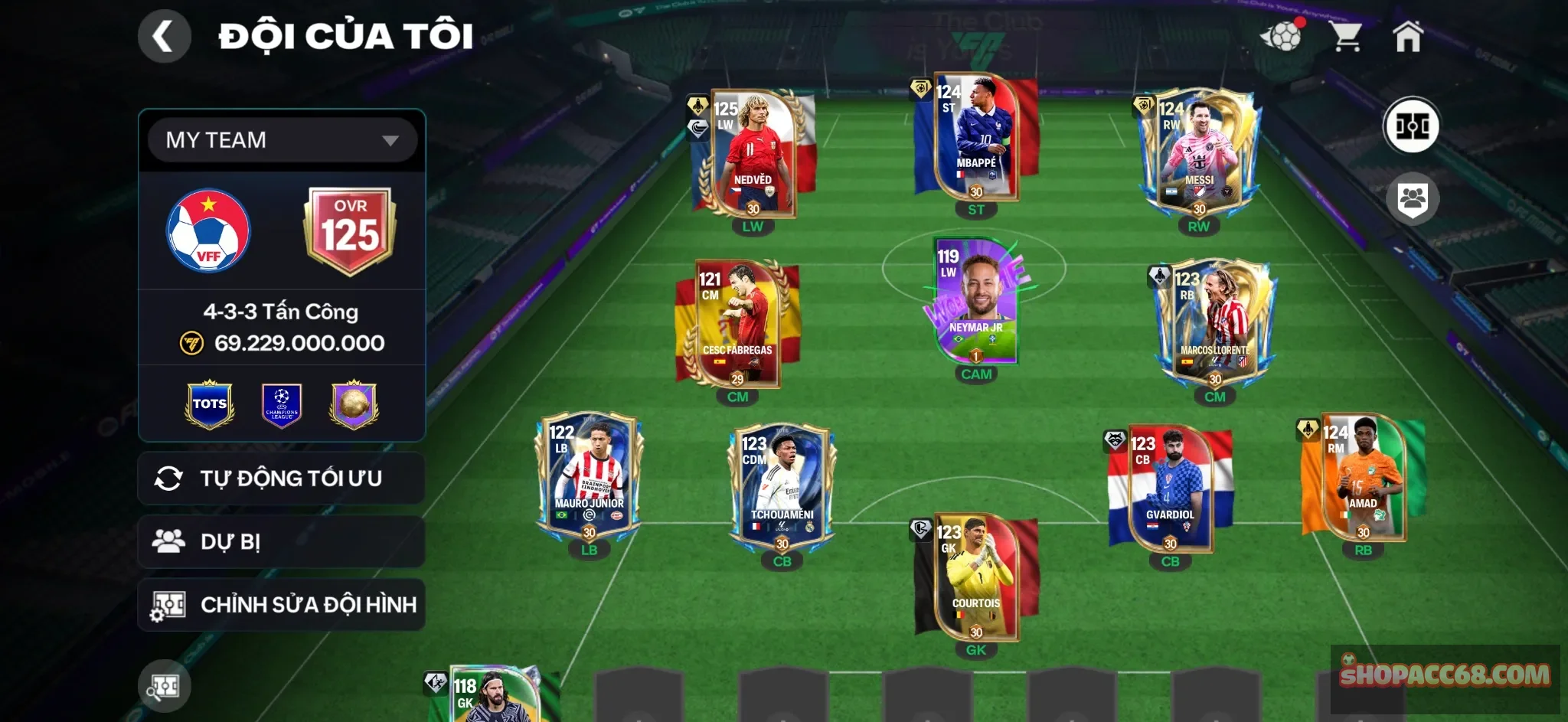 Ovr 125, Có nhiều cầu thủ ngon có playstyle, neved, messi, mbappe, củ tỏi, rank siêu sao,...