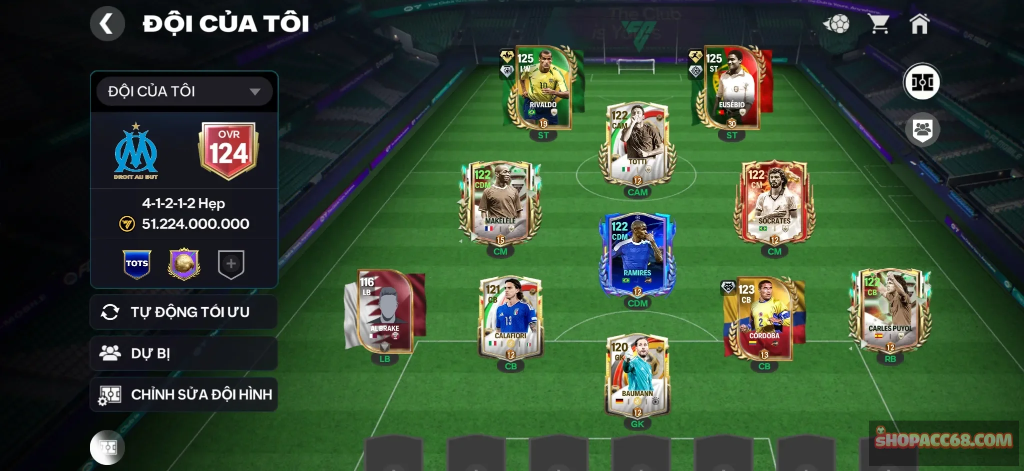 OVR 124,..Eusebio + Rivaldo + Đủ cầu thủ cho ae đá..