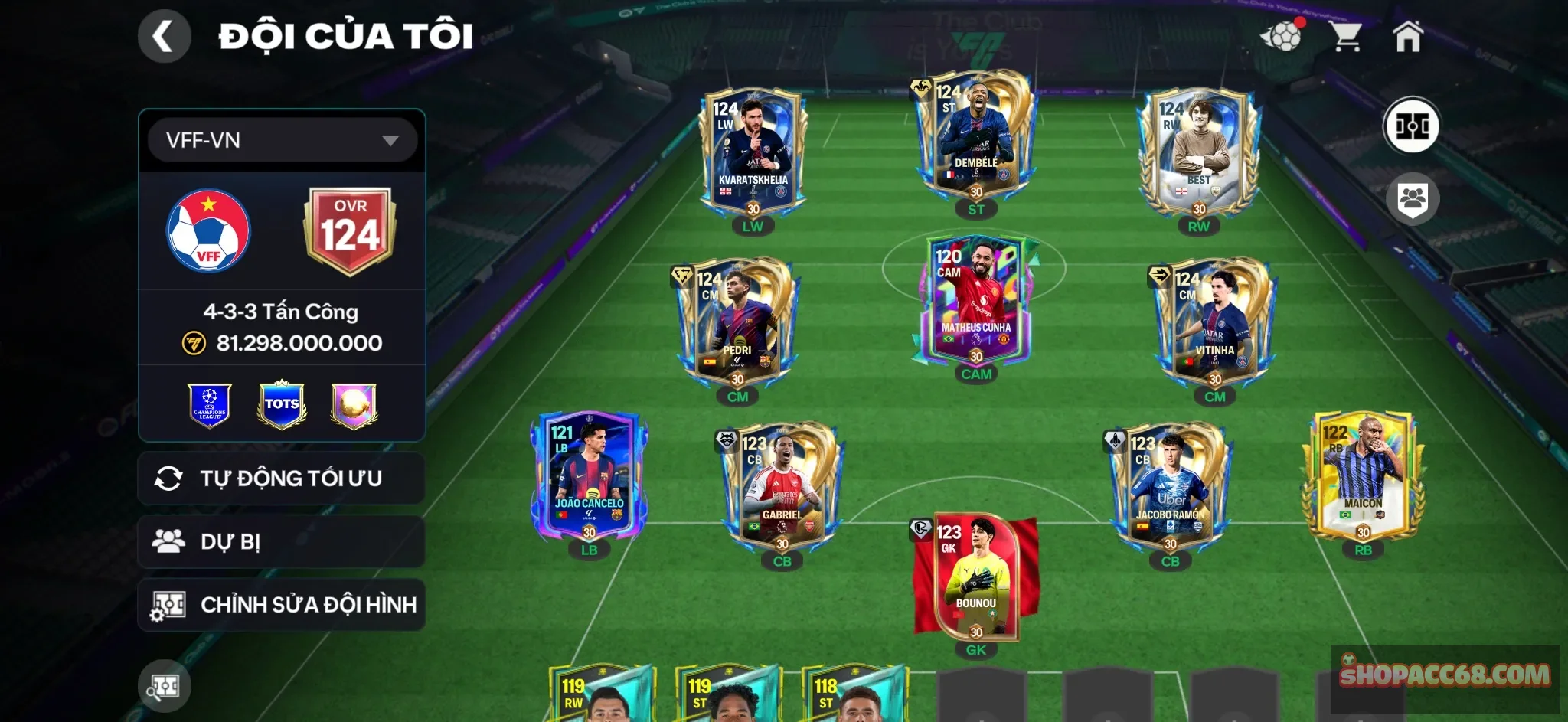 OVR 124,..Dem + Best + Kva + Vitinha + Pedri + nhiều cầu thủ ngon,..Còn 20 vòng nổ quà A.