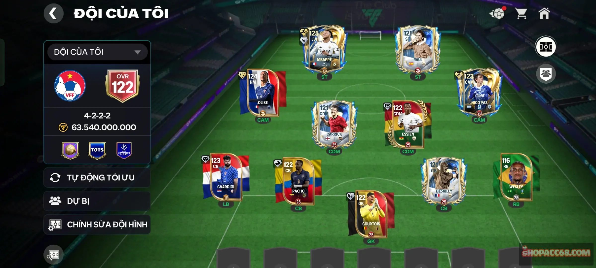 Mbappe,olise,nicopaz, cùng đội hình khung đẹp nhiều 118 còn 1b3 coin