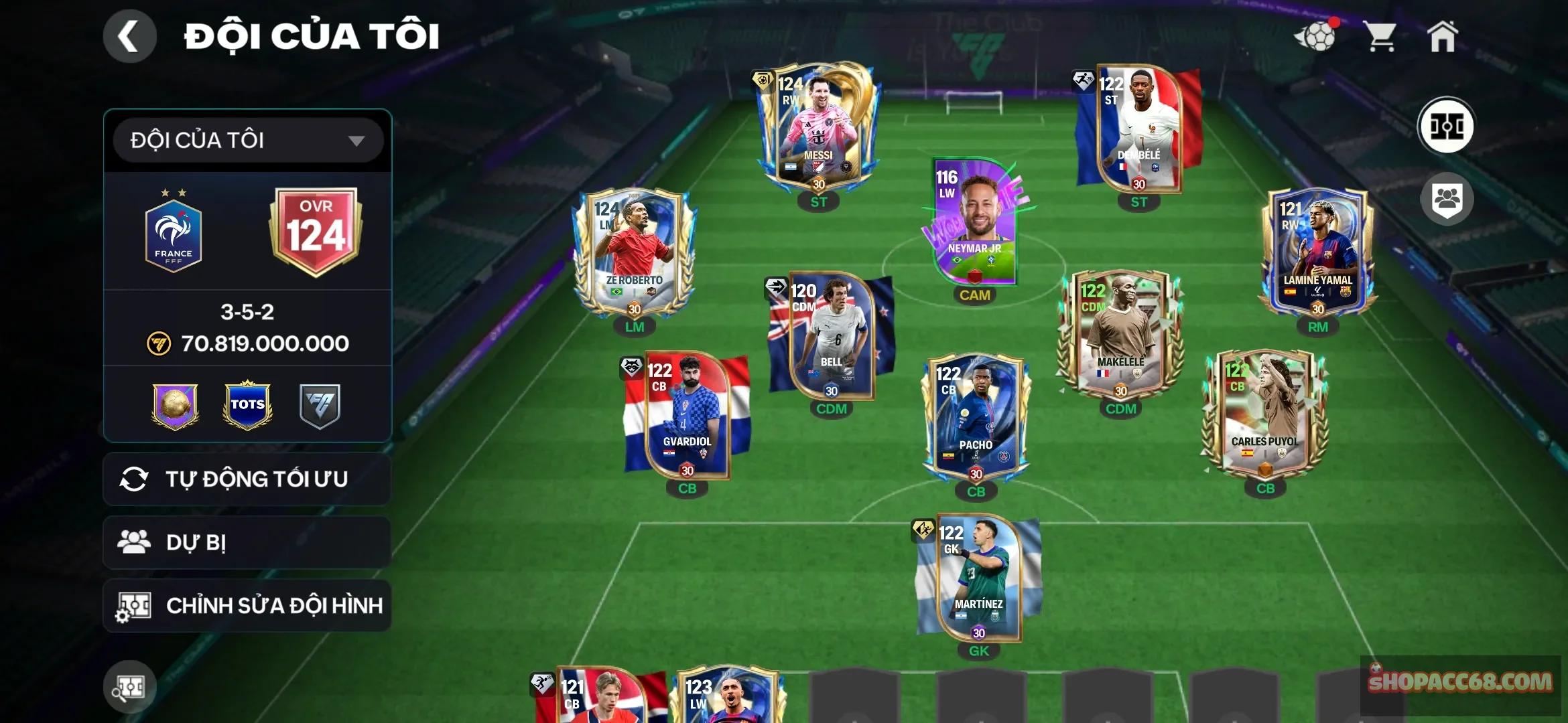 Ovr 124 dư 145 mảnh 40 lượt nổ gói A
