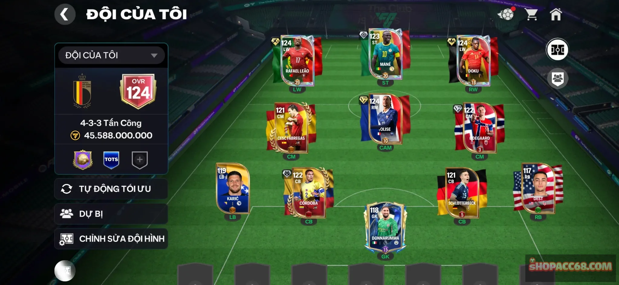 OVR 124,..Mané + Doku + Leao + Olise + full dàn cầu thủ ngon cho ae đá.,,Rank zin.