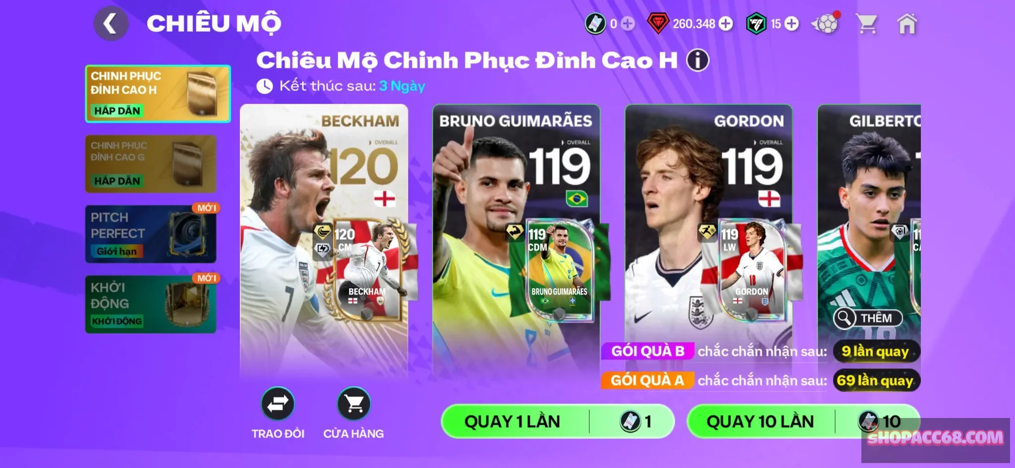 Acc 260k gem mở cầu thủ + 3c 118 ngon