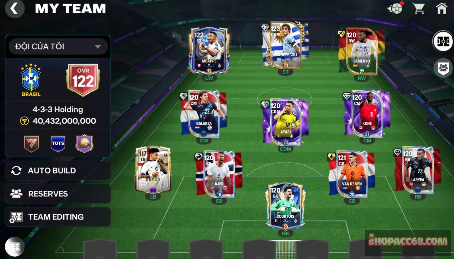 Hàng ngon Ovr 122 nhiều cầu thủ có Play Style cho anh em trải nghiệm game, dư nhiều hhth