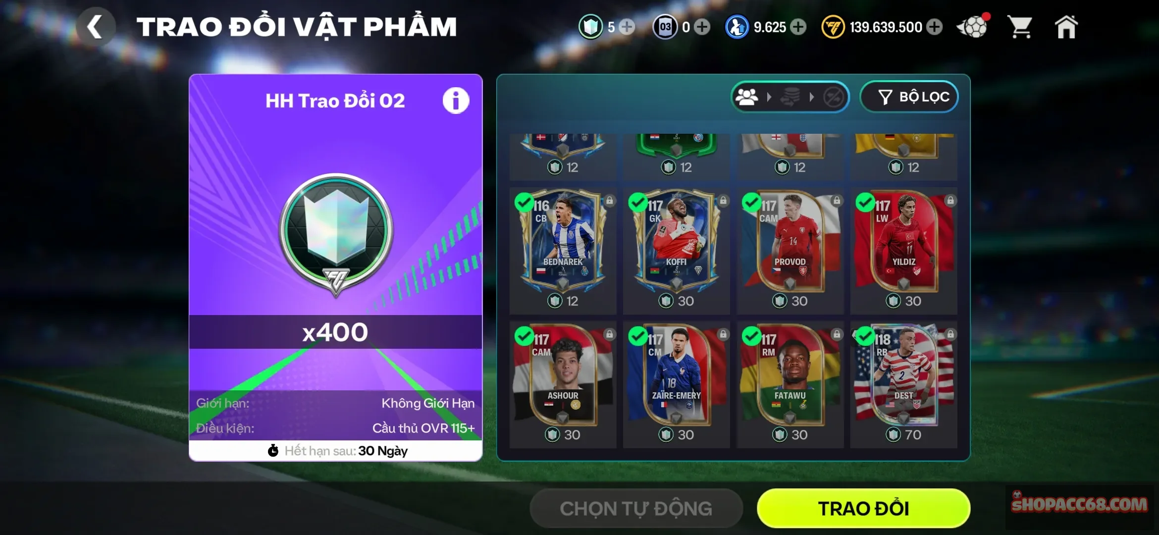 195k gem + 400 mảnh và 9k6 hhth