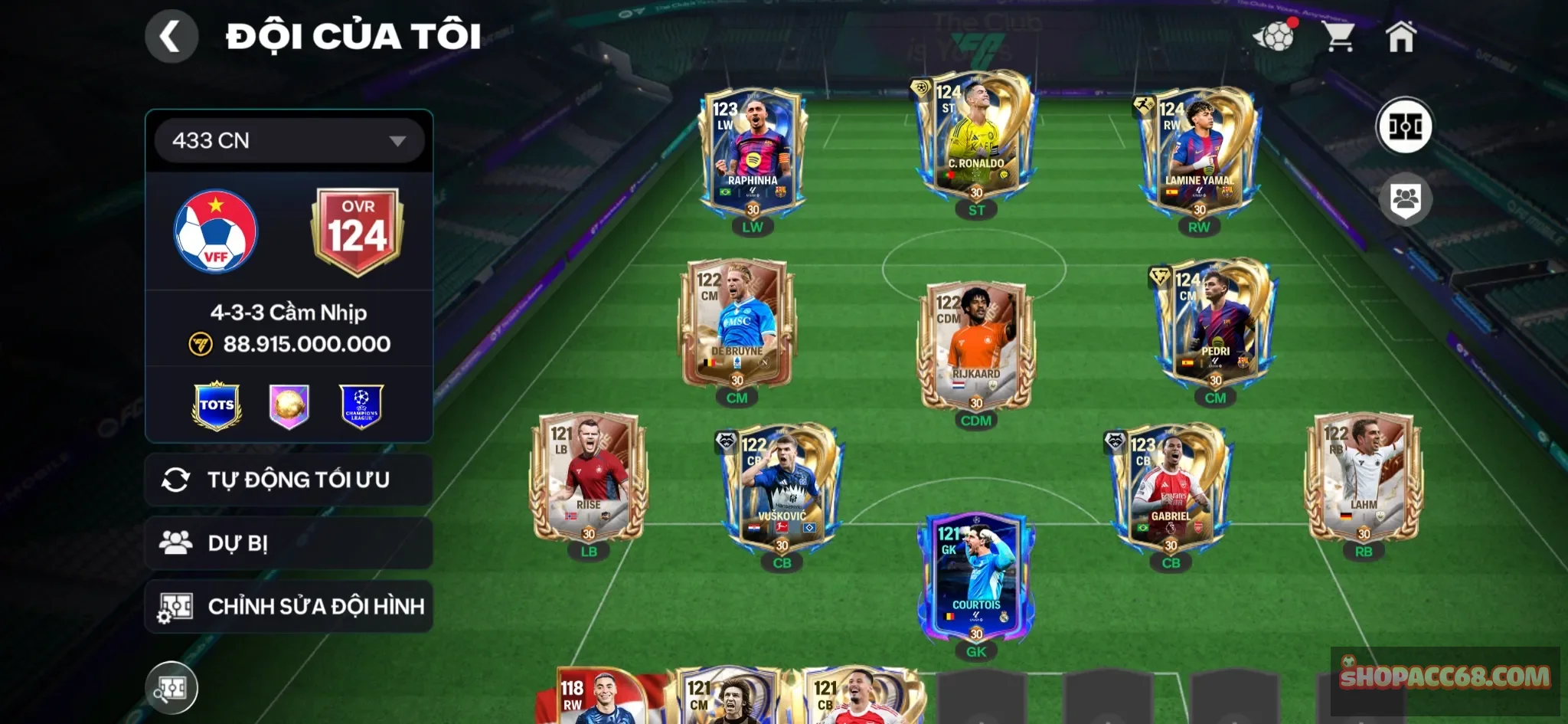 Ovr 124, rô và yamal, 5 cầu thủ có playstyle ngon, xả CDM dc gần 3b coin, rank chưa đá còn nhiều thăng hạng