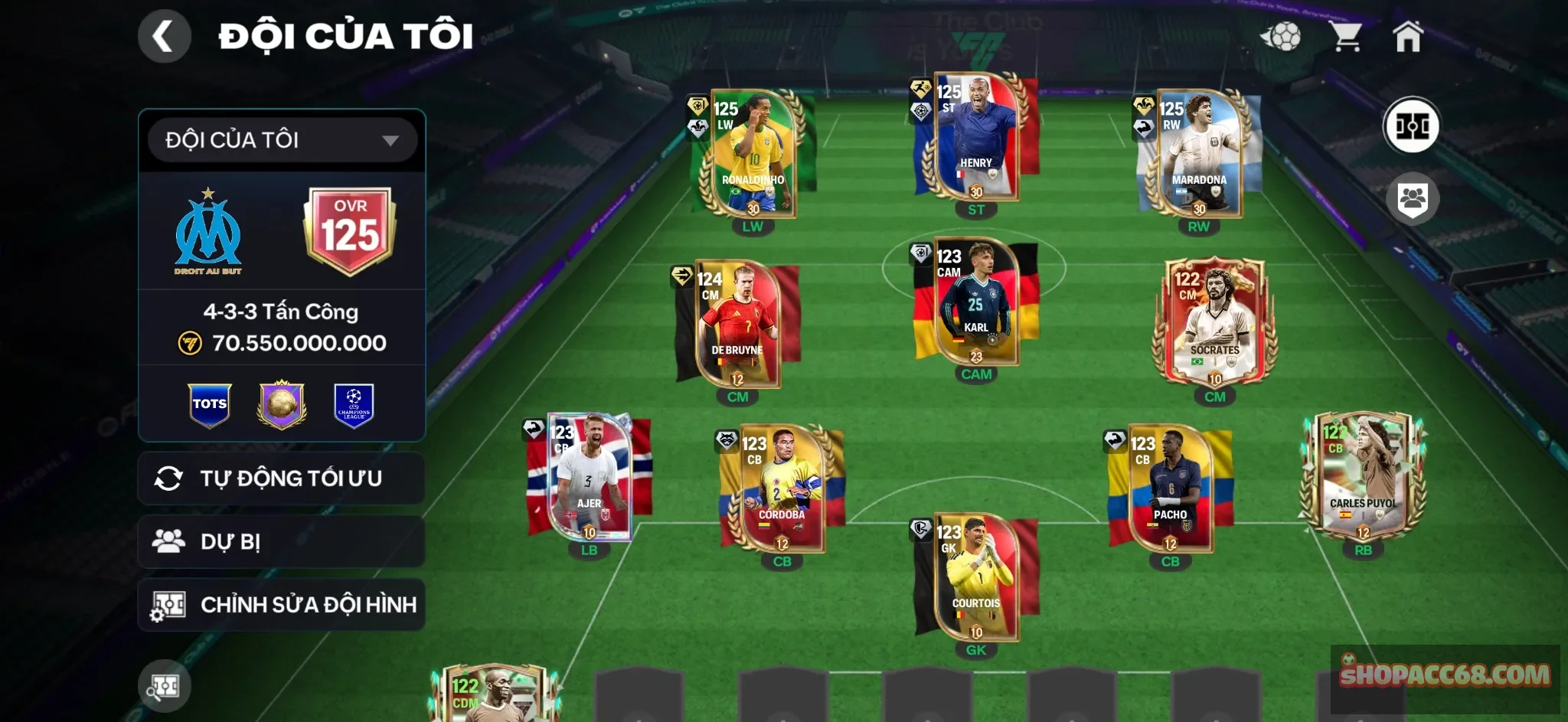 OVR 125,..Rô vẩu + Herry + Maradona + Full dàn cầu thủ ngon cho ae đá..