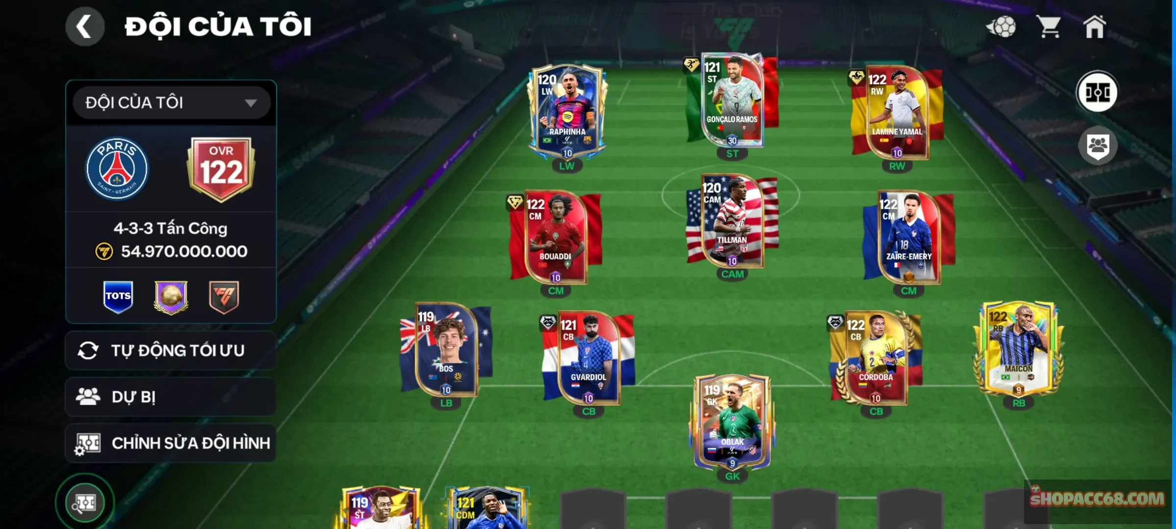Ovr 122.Garena thông tin trắng. 3 con 119.rất nhiều 118....khung rất đẹp. Rank vừa cho anh e vùi dập đối thủ. Còn có 16k đổi sự kiện 117 đến 119.ok anh e