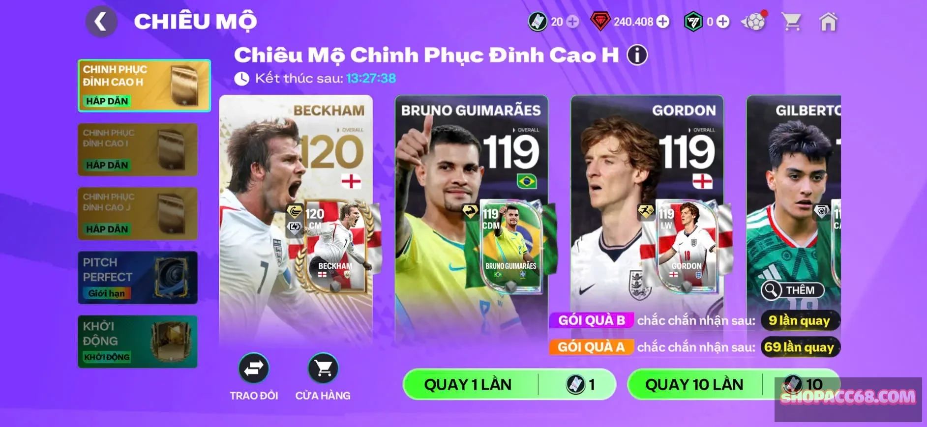 Acc reg 240k gem kep cau thu 118,20 vé chưa cày rank, sk cho ae mở thẻ