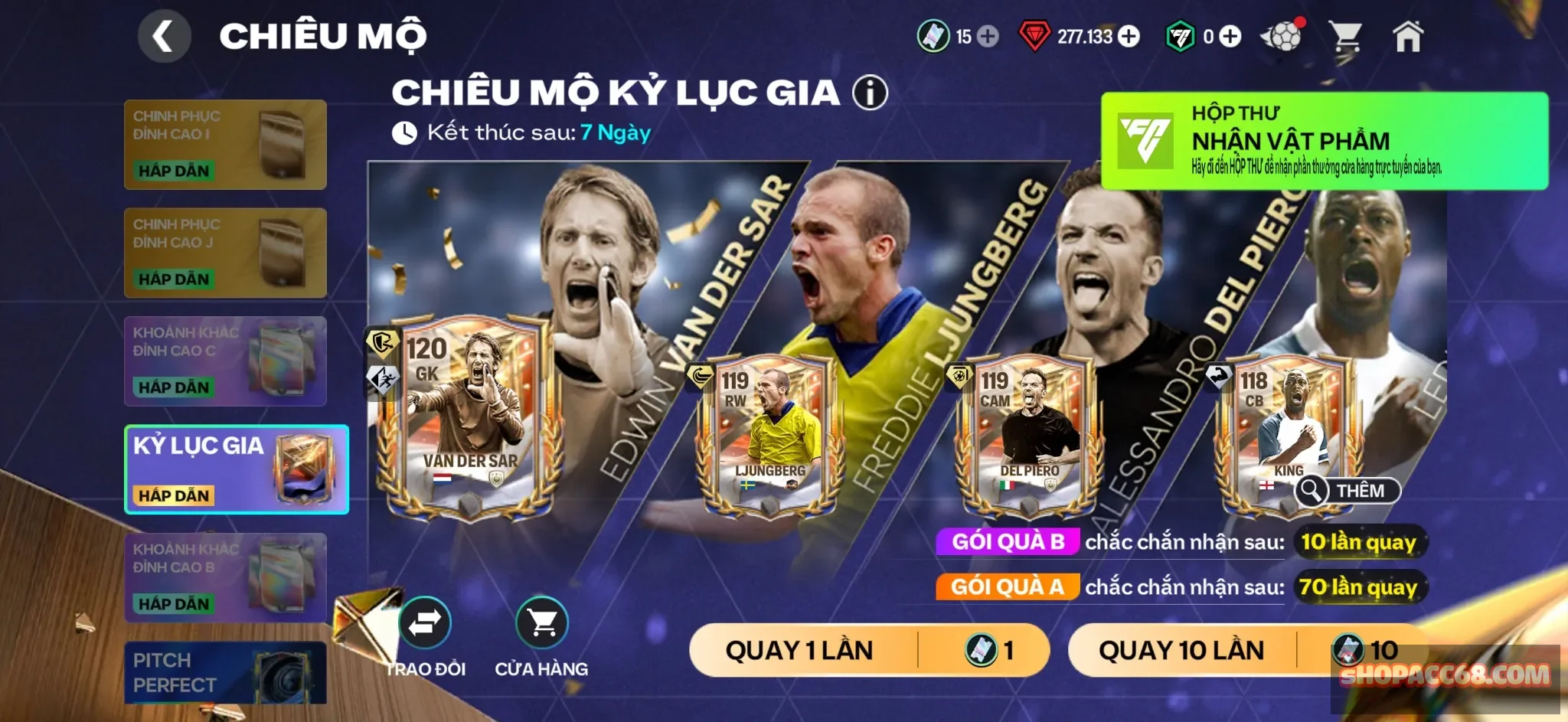 277k Ruby + 15 vé quay + Còn nv nhận 20k ruby và rank zin