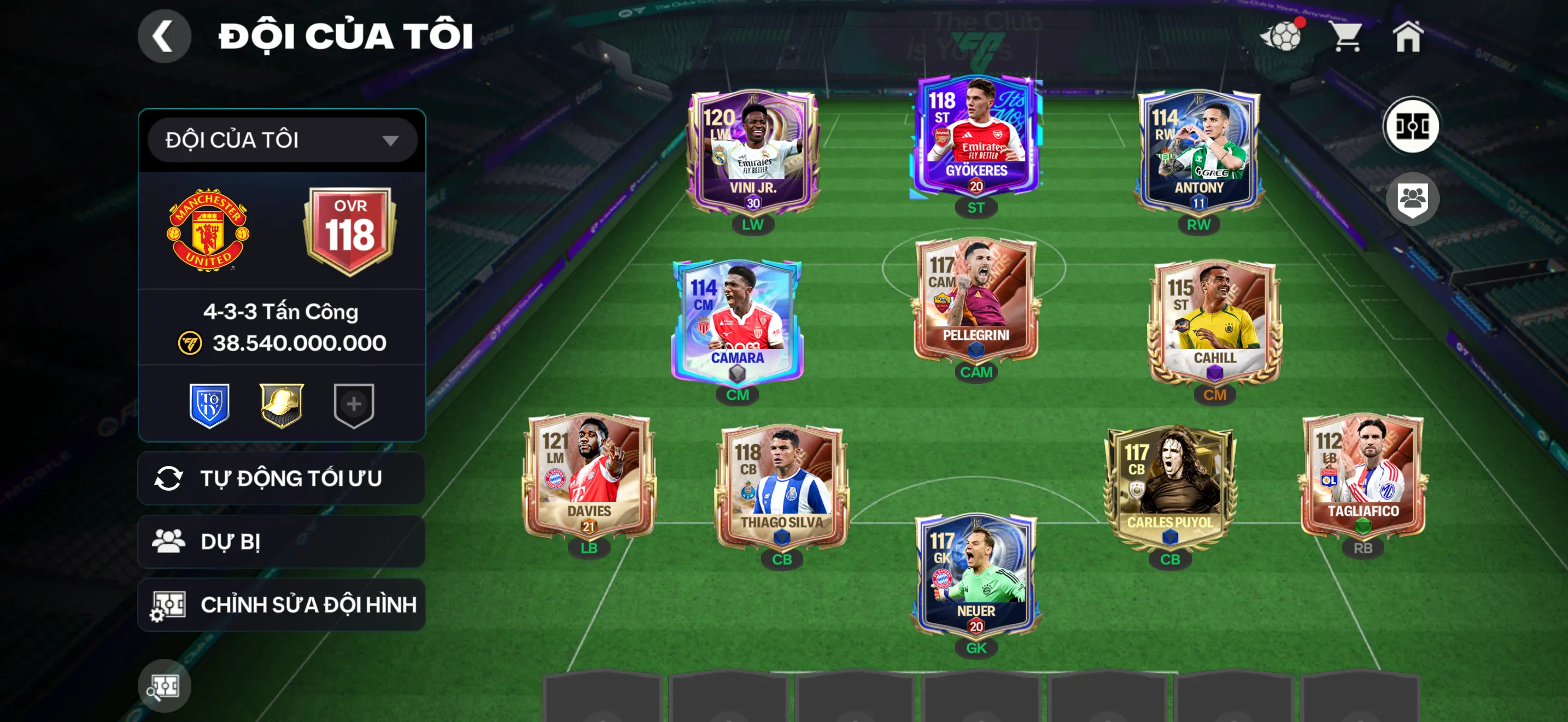 OVR 118 ,…Vini + silva + davies + đủ cầu thủ cho ae đá,…
