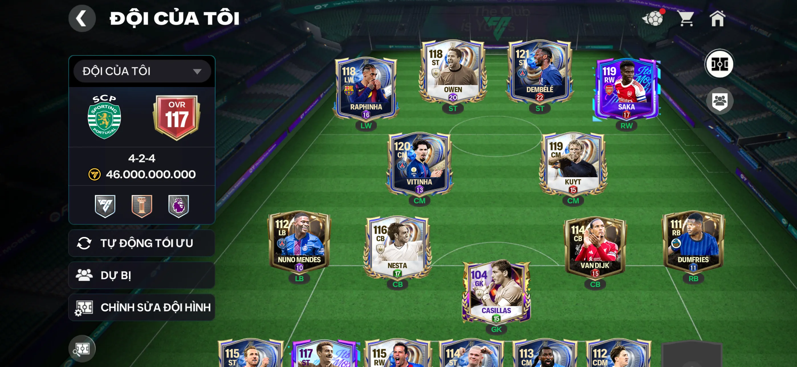 2 con 117 Dembele đầu tàu kẹp vitinha còn 44k gem ,5k hiệp phụ, nhiều cthu bán đc