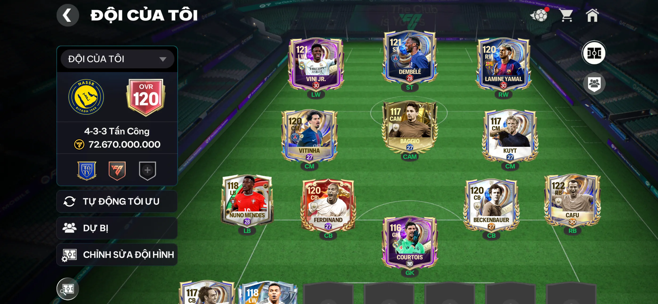 Ovr 120 5 cthu 117 Đội hình siêu đẹp Công thủ toàn diện ,dư 15k hiệp phụ , ,còn nv20k gem,480m coin