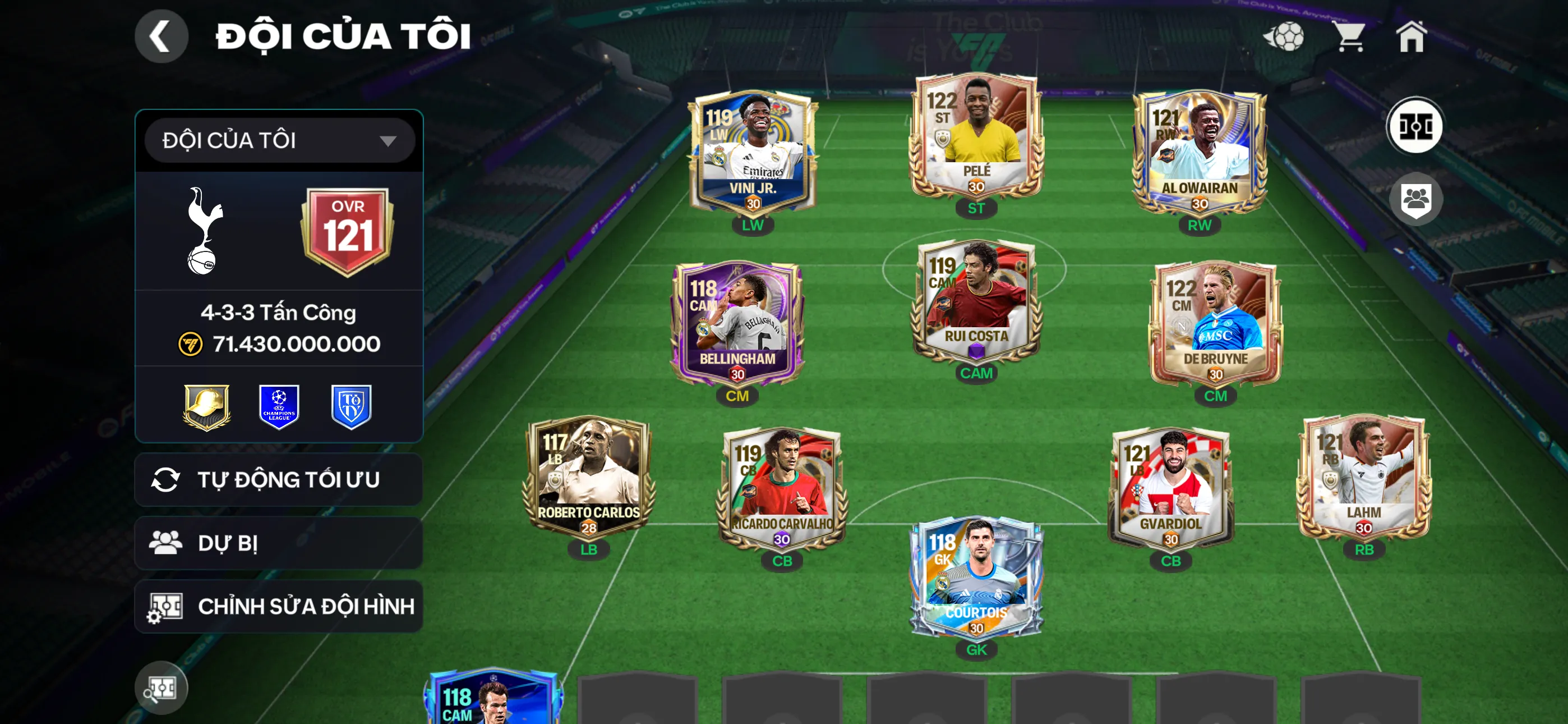 Ovr121 3 cthu 117 Đội hình đẹp , 3 rank chưa đá