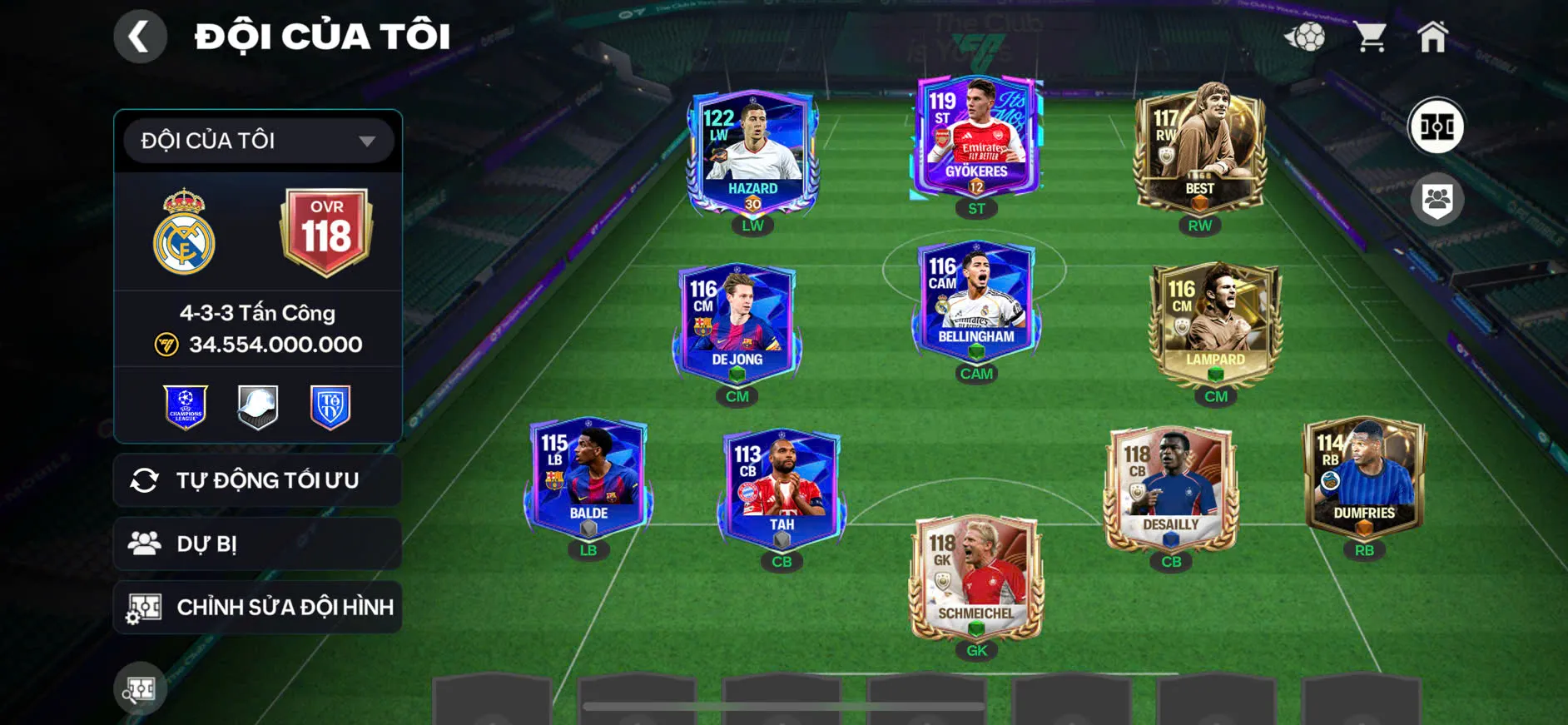 OVR 118,..Hazaad + Schmel + nhiều cầu thủ ngon + đã mở sổ đăng nhập.