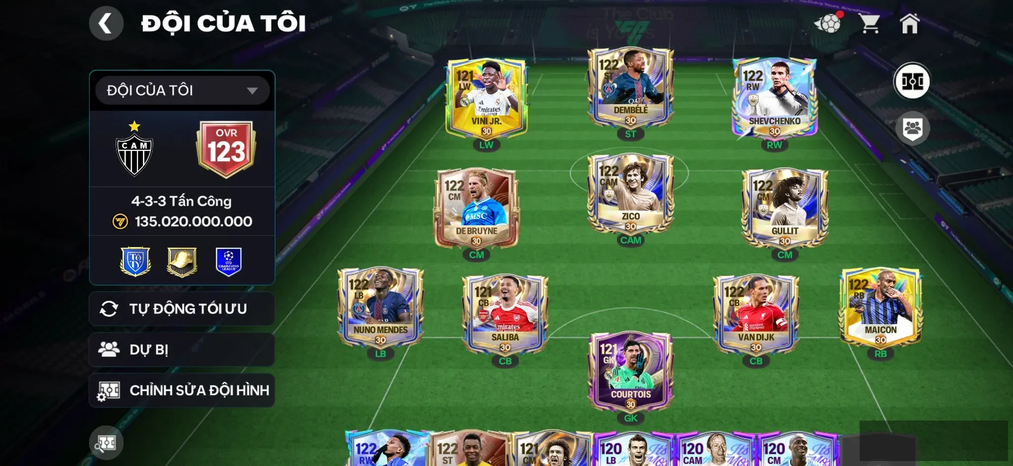 OVR 123,..Shevchenko ( chữ kí hiếm ) + Bale ( hiếm trong box không thể mua ) + dem + Pele + Vini + Zico + Gullit ,..Rank cao