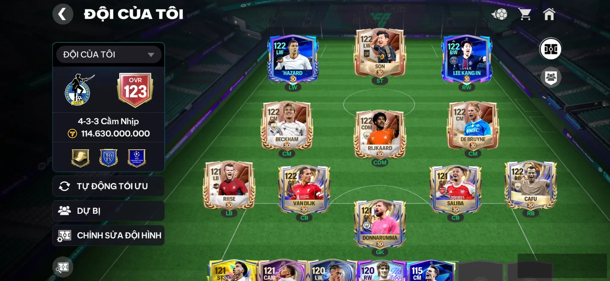 Ovr123 8 cthu 117 Đội hình siêu đẹp đá ngon , dư hơn 1b coin ,1 rqnk chưa đá