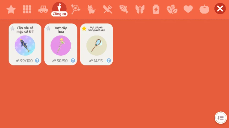 Cần Cá Mập, Vợt Hoa, Cánh Bay. Lv1 Zin. 2165	3109	42 vé