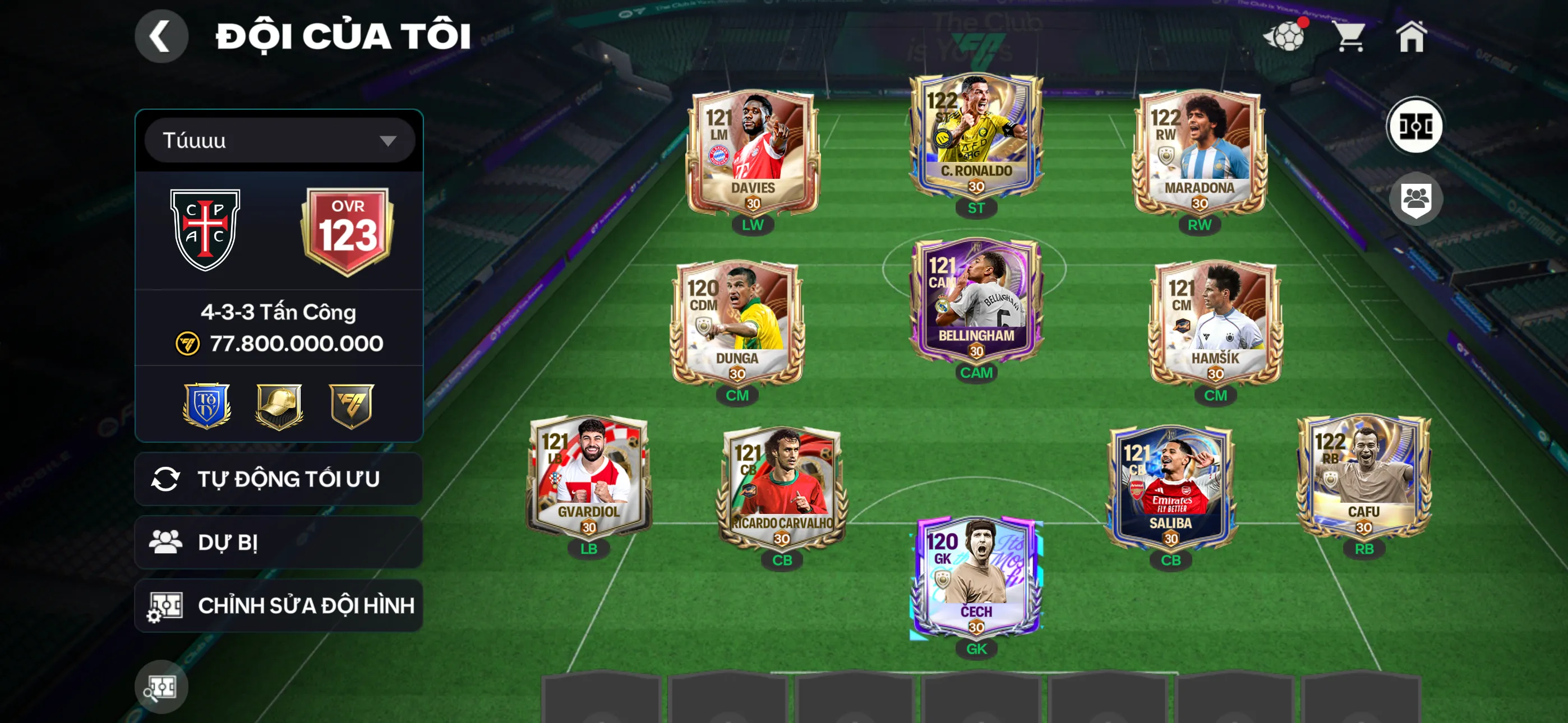 Ovr123 Cr7+2cthu117 Đội hình nâng max đẹp ,dư2k hhth,4k ho,85hhtd,3 rank chưa đá
