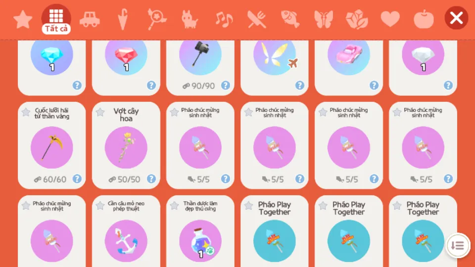 Cần Mỏ neo, búa Hắc nguyệt, 3 viên kim cương, cánh, xe. Lv1 zin.  2806	2940	39 vé