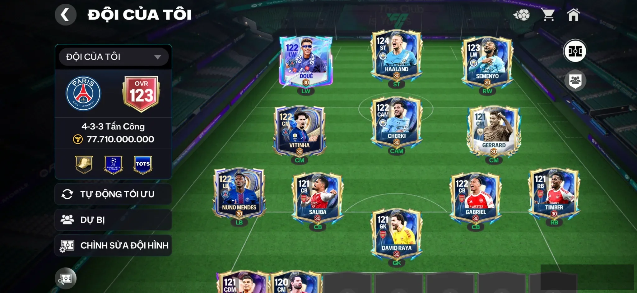 Ovr 123 Hallan tots + Nhiều cthu tots Đội hình đẹp , đã mở sổ , còn dư hơn 1k hhtd , xả hơn 3b coin
