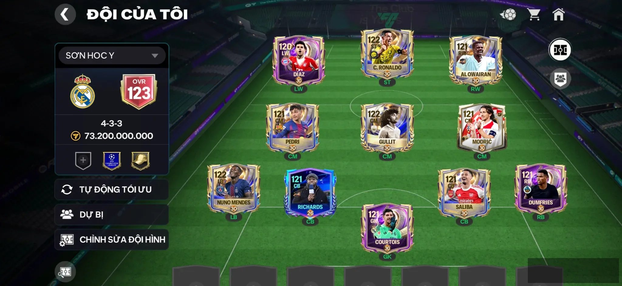OVR 123,..Cr7 utt + Gullit + Nuno + Diaz ,…đủ cầu thủ cho ae chơi