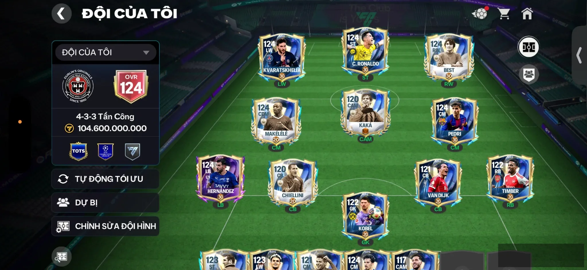 OVR 123,..Cr7 + Best + Kva + Kaka + Makelele + Pedri + Vandic + nhiều cầu thủ ngon và rank cao