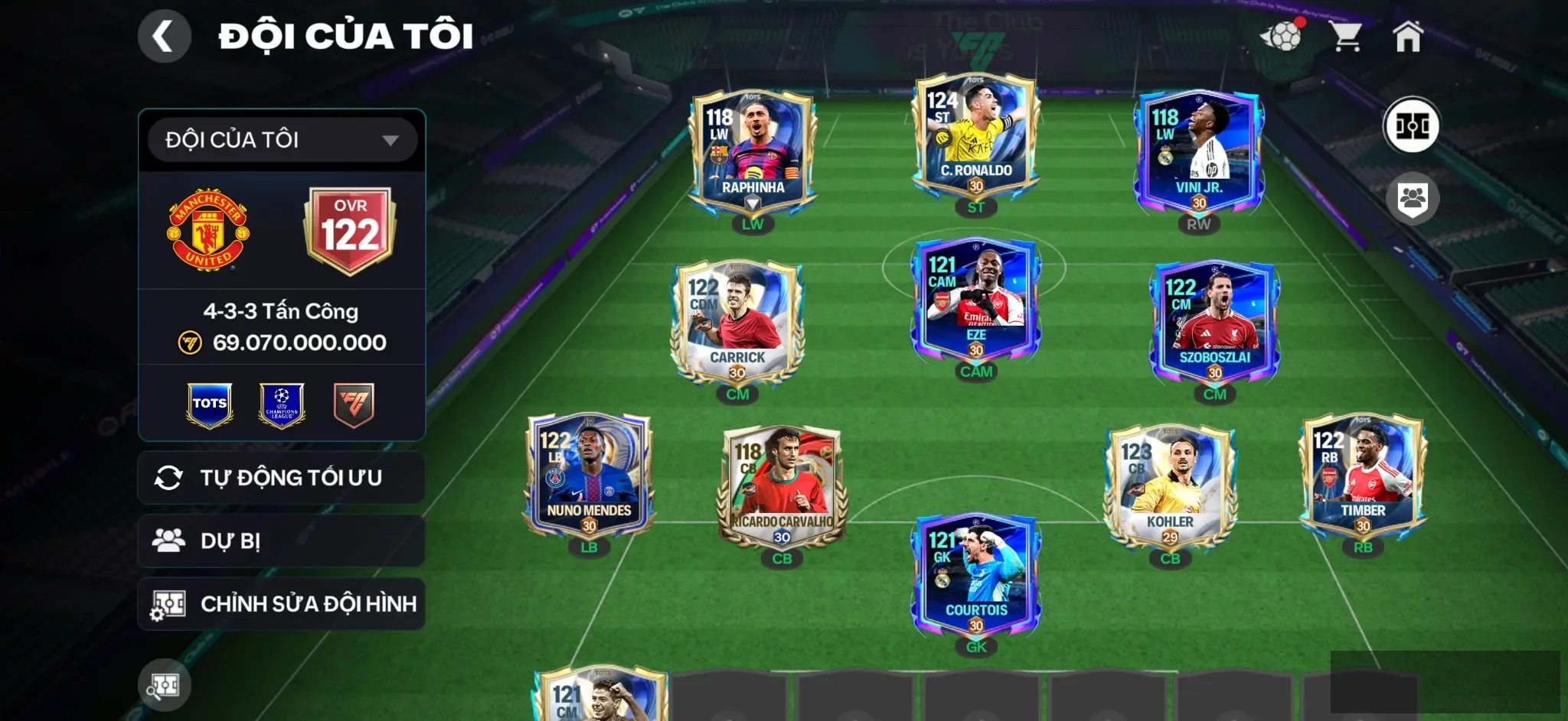 OVR 122,..Cr7 + Raphinha + Vini + Cri + Nuno + dư hơn 400 hh cho ae đổi…Rank cao