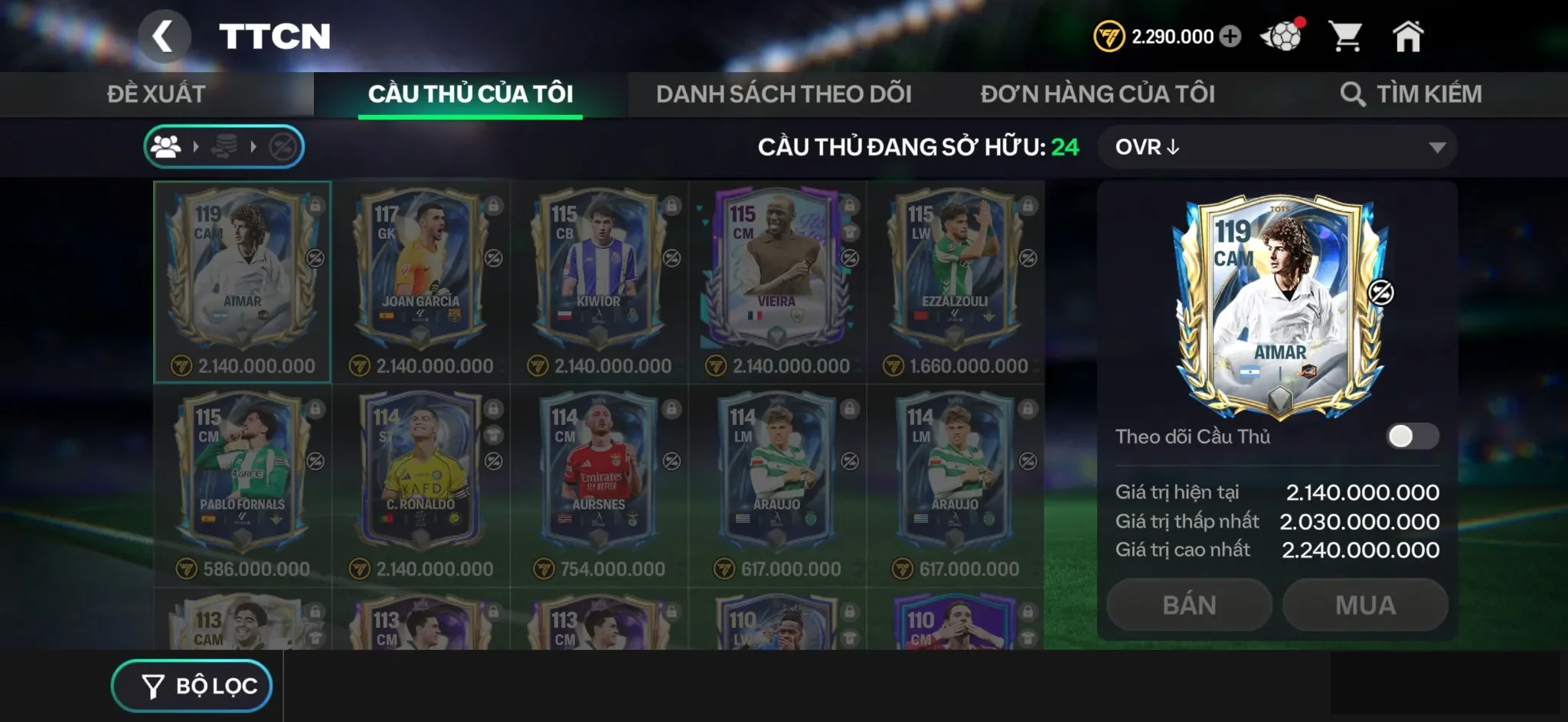 Aimar + 87k Gems , Còn nguyên Nv nhận 20k Gems , rank zin