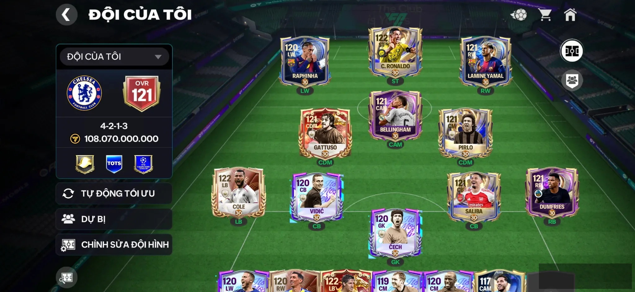 OVR 121,..Cr7 + Yamal + Raphinha + Cech + Pirlo + Nhiều cầu thủ ngon,…