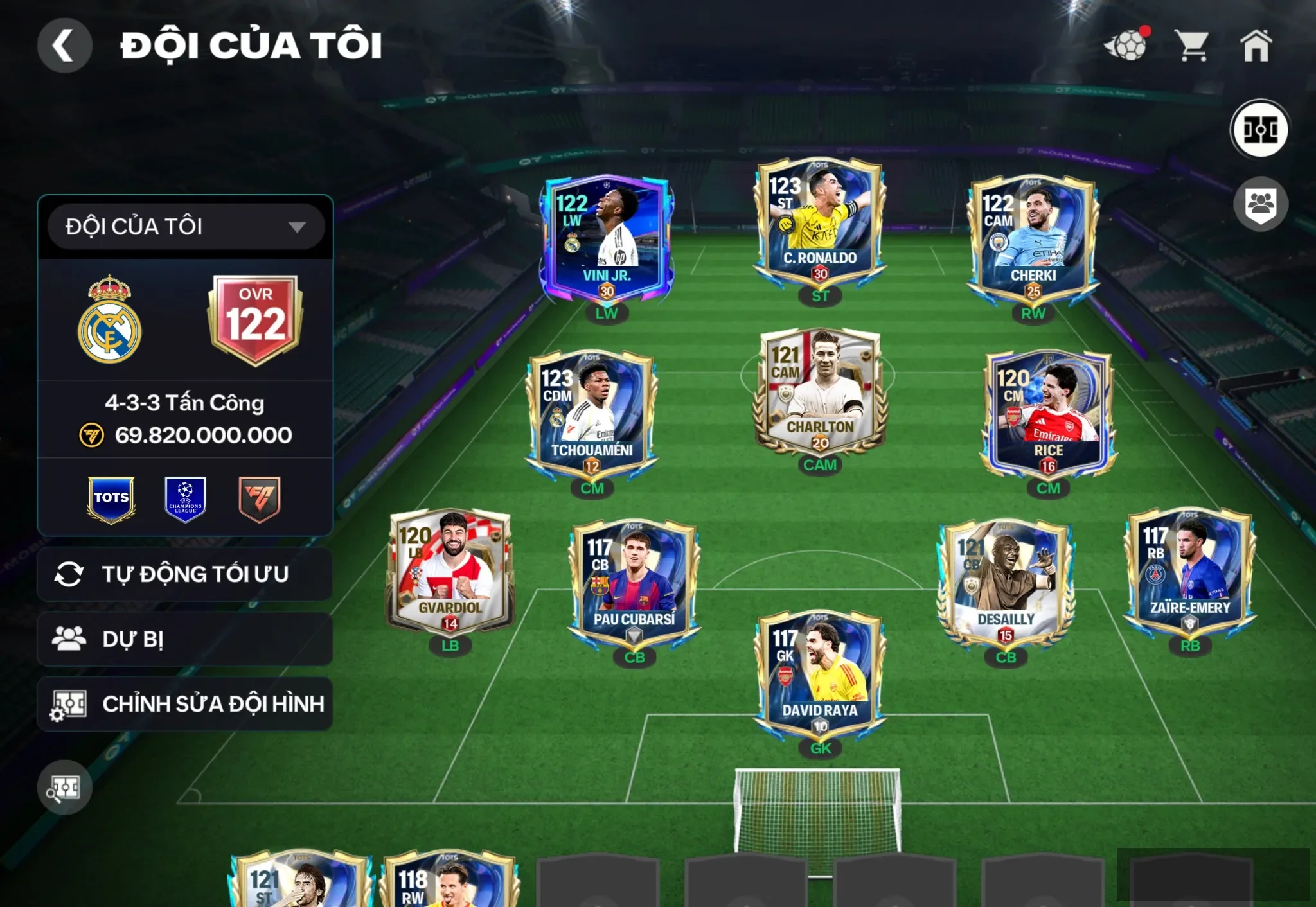 OVR 122,..Cr7 + Vini + Toumache + Rice + Charton + Rank cao.