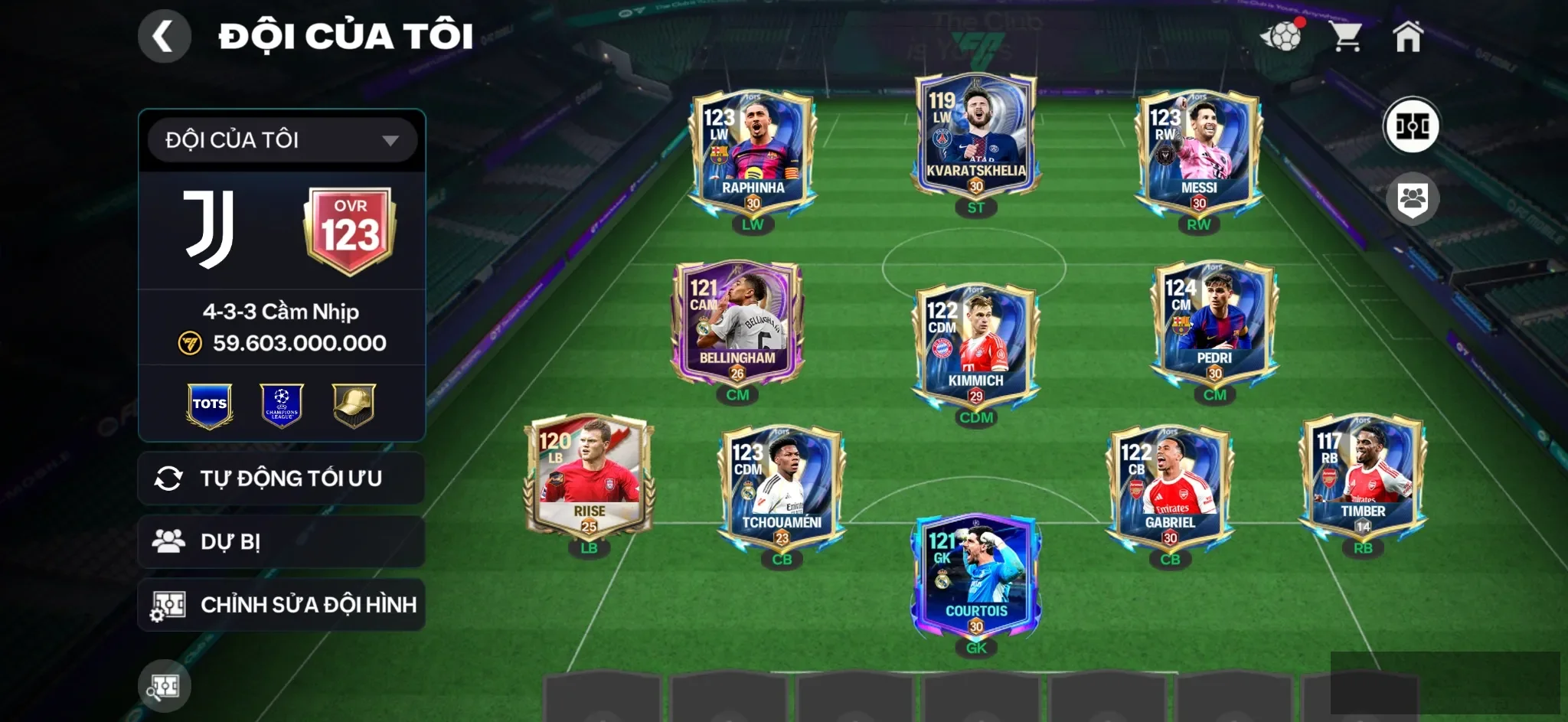 OVR 123,..Messi + raphinha + Kva + Belinham + nhiều cầu thủ ngon bán được,..rank cao
