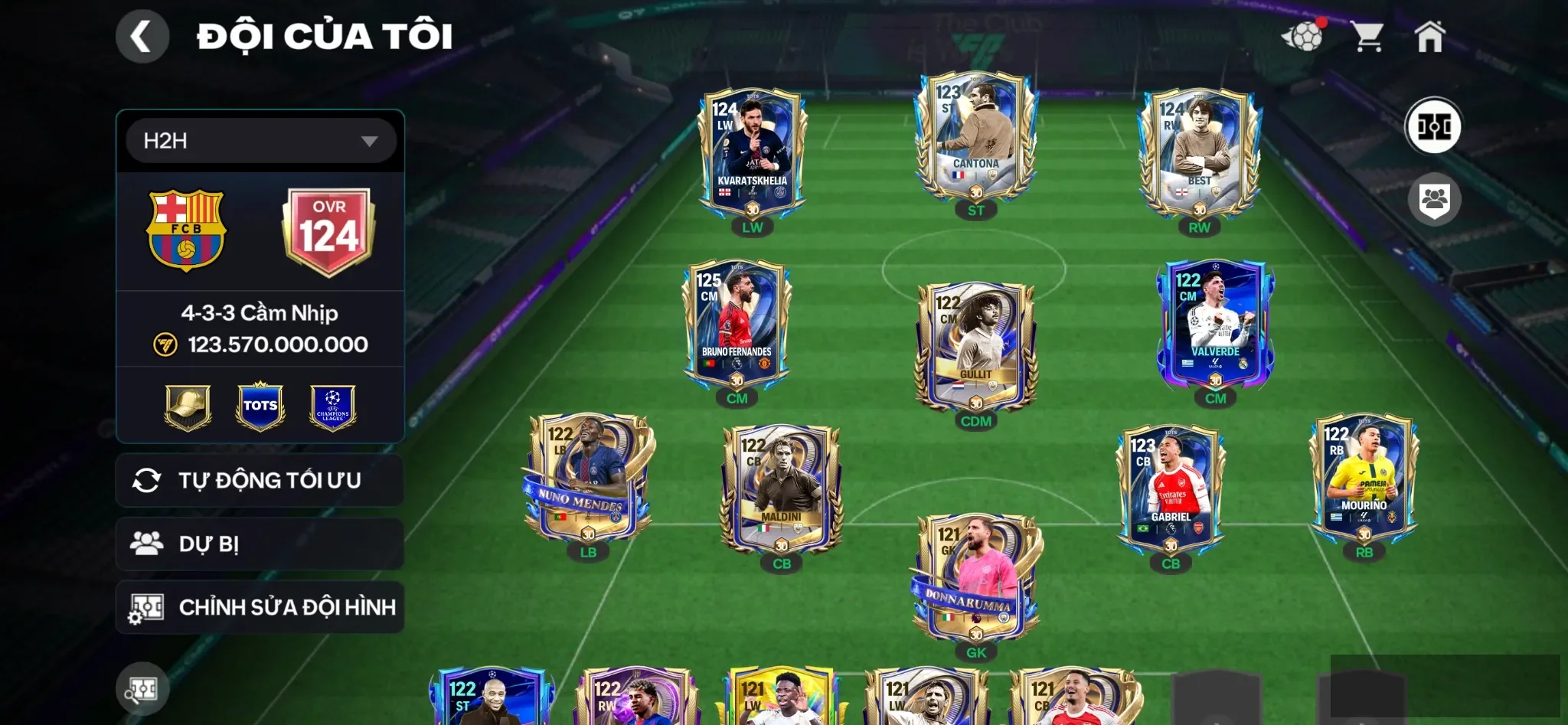 Log Garena TTT , Ovr 124 , Nhiều cầu thủ ngon , Dư 1B Coin , 3K HHTH