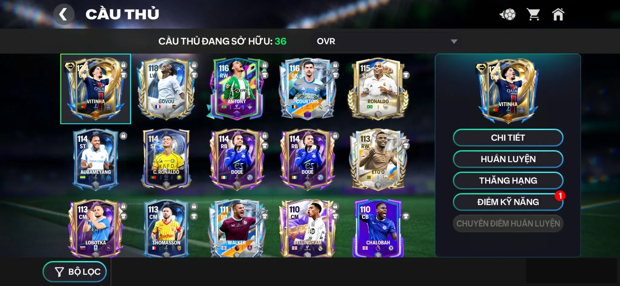 Vitinha utot , 3 rank chưa đá , còn nv20k gem