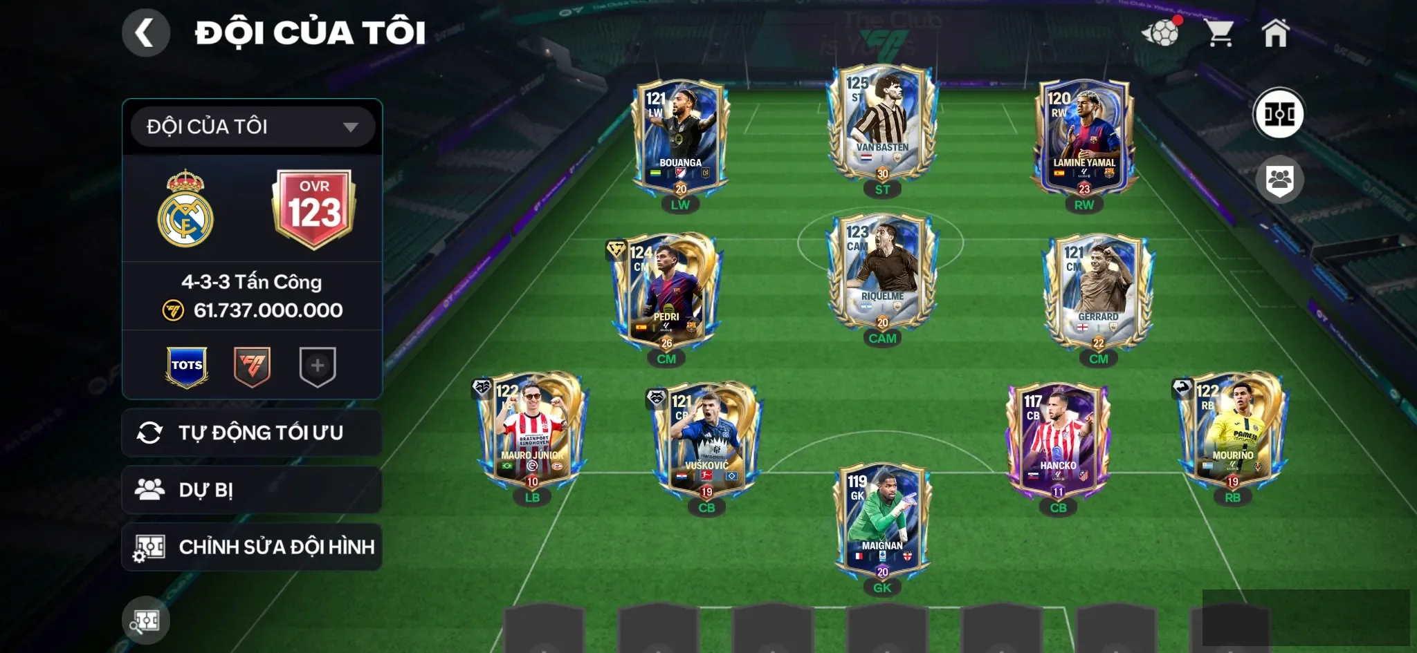Ovr 123 Van+ Pedri utot+ 3 cthu utot , Đội hình đẹp , đá ngon