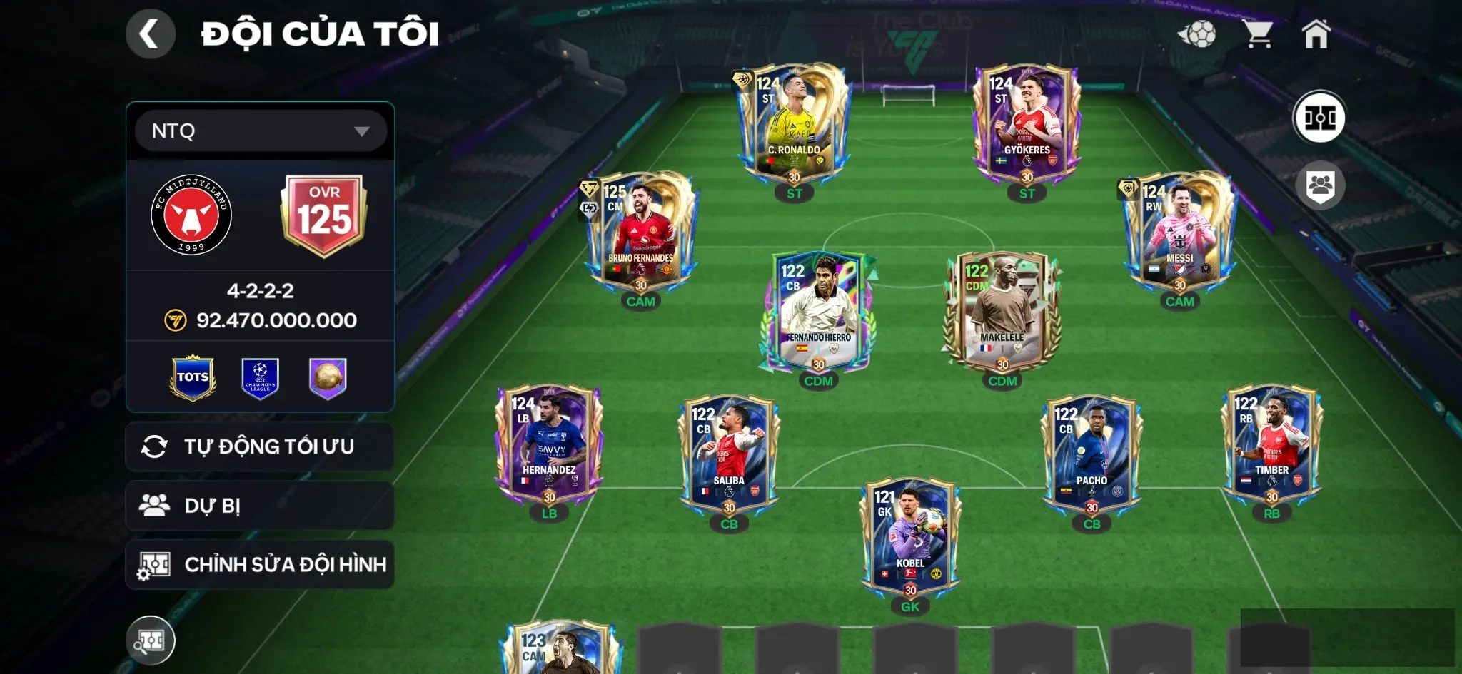 Ovr 125 Cr7 utot+ Bruno utot+ Messi utot+Gyokeres+ Hernadez , còn nhiều tn , 1b coin ,6k hhth, 20k hp,3 rank chưa đá